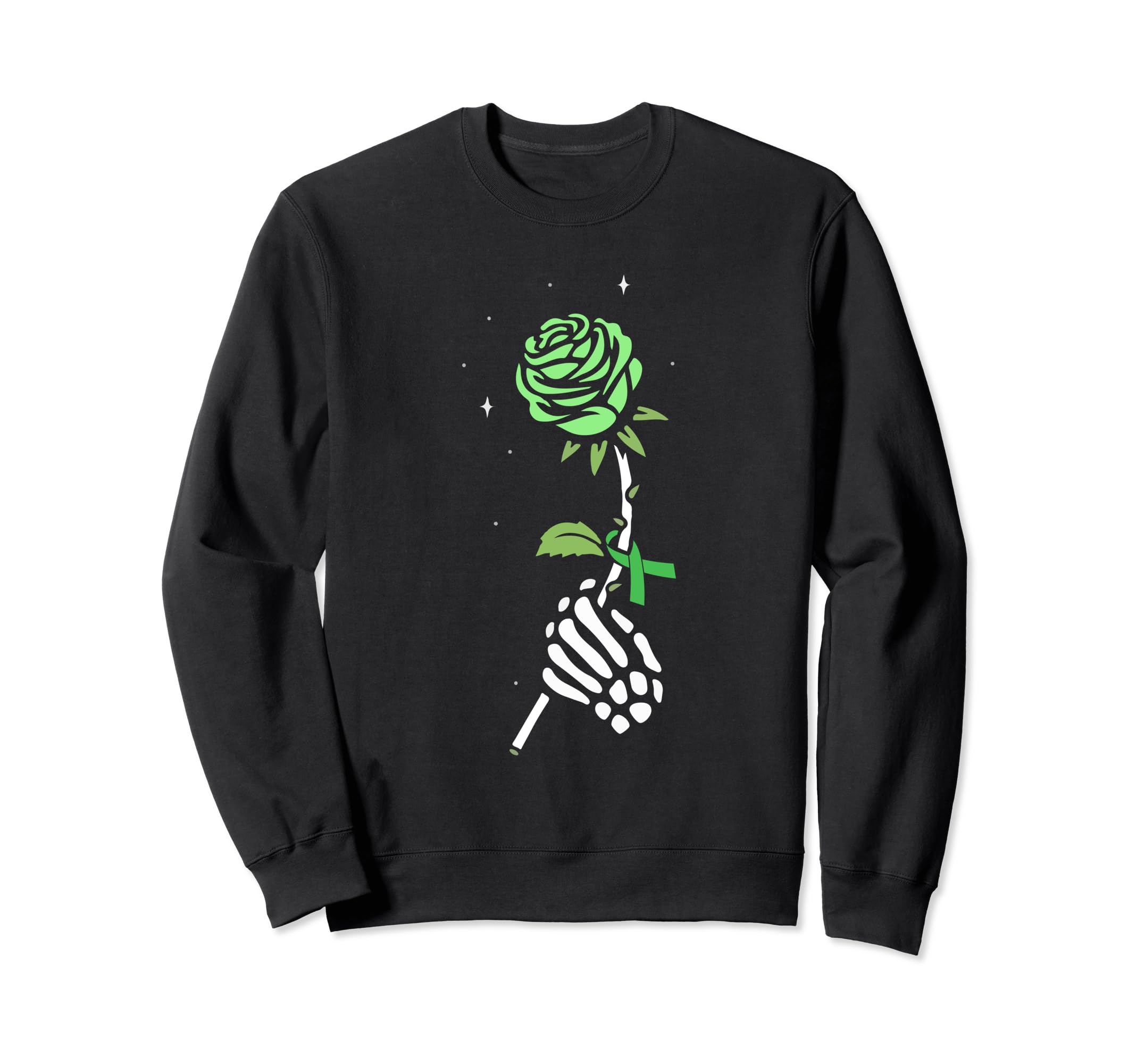 Skeleton Hand Green Ribbon Sweatshirt - Fun Novelty Design Men Women - T-Shirt, Sweatshirt, Hoodie