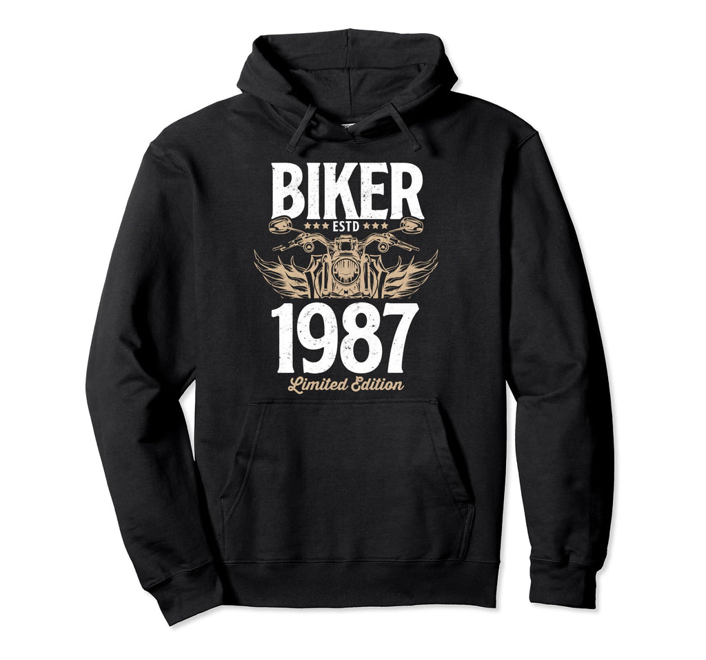 Biker Motorcycle Lover Born 1987 Hoodie - Minimalist Print Unisex - T-Shirt, Sweatshirt, Hoodie