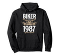 Biker Motorcycle Lover Born 1987 Hoodie - Minimalist Print Unisex - T-Shirt, Sweatshirt, Hoodie