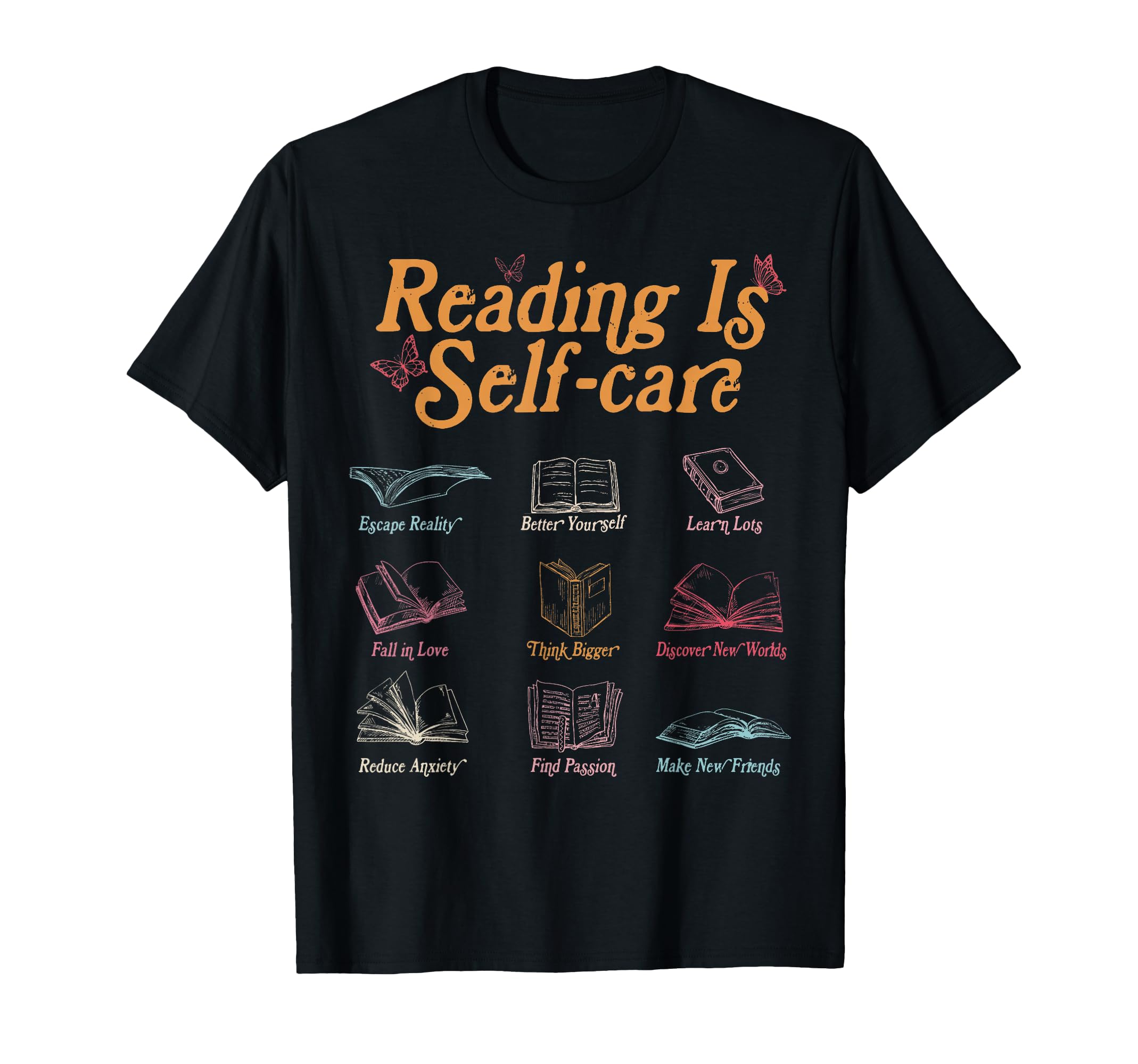 Reading Is Self Care Mental Health T-Shirt - Trendy Graphic for Adults - T-Shirt, Sweatshirt, Hoodie