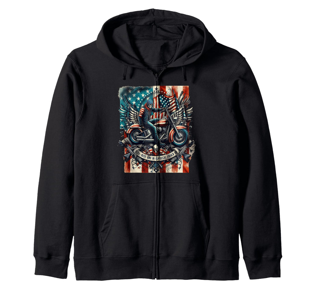 Ts Shop American Usa Flag Motorcycle Hoodie - Unique Graphic Unisex - T-Shirt, Sweatshirt, Hoodie