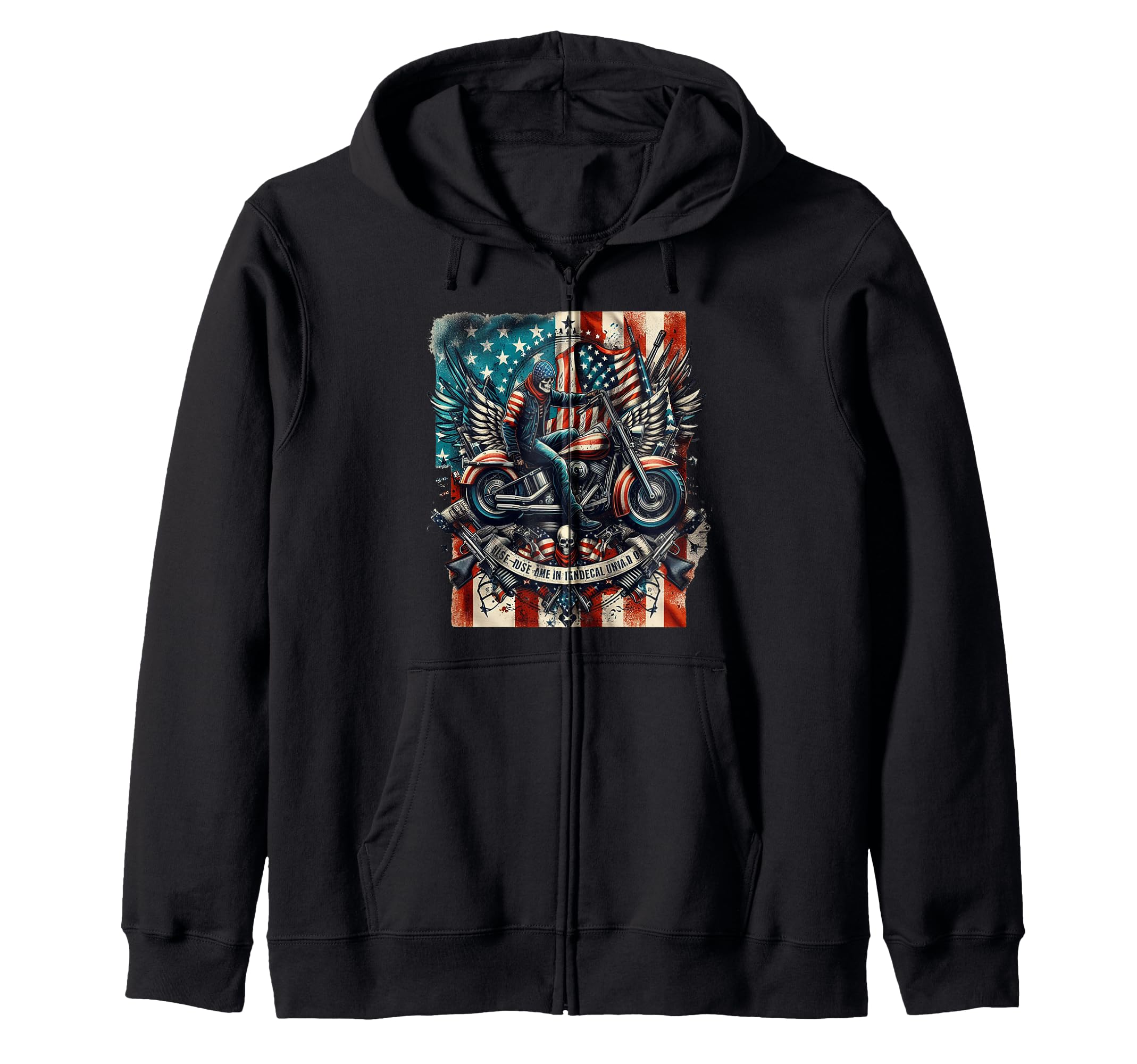 Ts Shop American Usa Flag Motorcycle Hoodie - Unique Graphic Unisex - T-Shirt, Sweatshirt, Hoodie