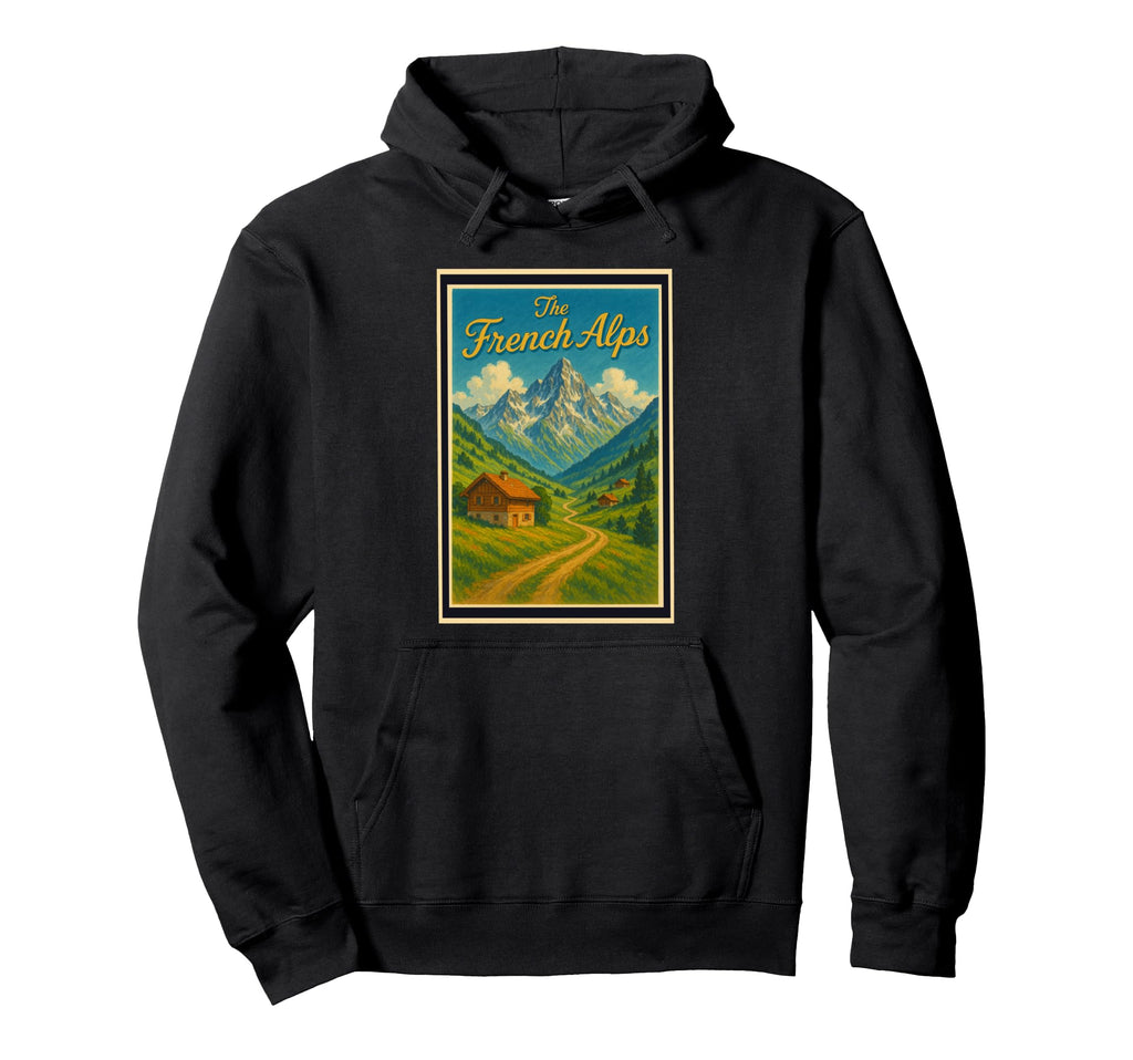 French Alps France 50S Travel Art Hoodie - Minimalist Print for Adults - T-Shirt, Sweatshirt, Hoodie