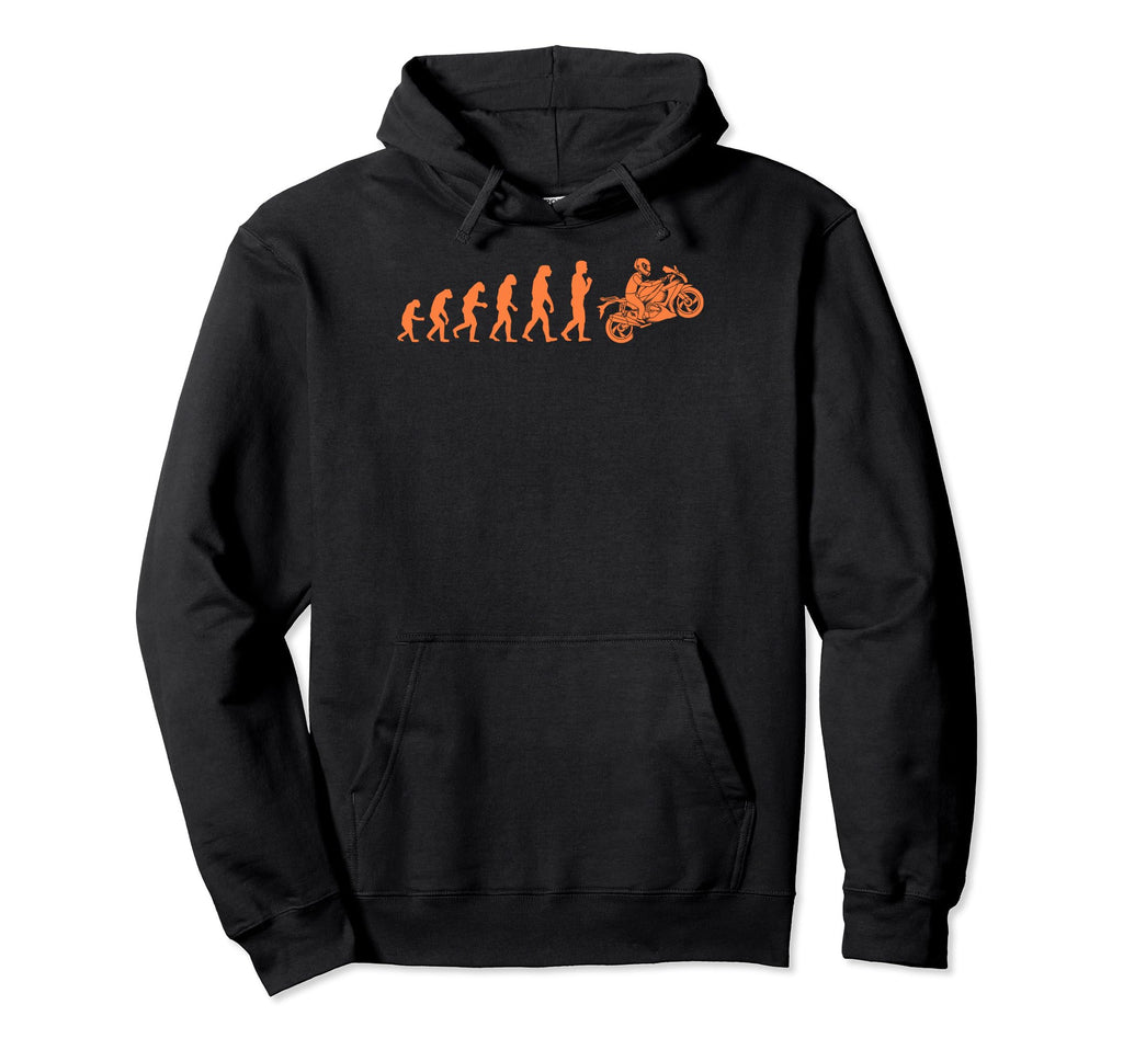 Evolution Motorbike Wheelie Funny Motor Hoodie - Unique Graphic for Adults - T-Shirt, Sweatshirt, Hoodie