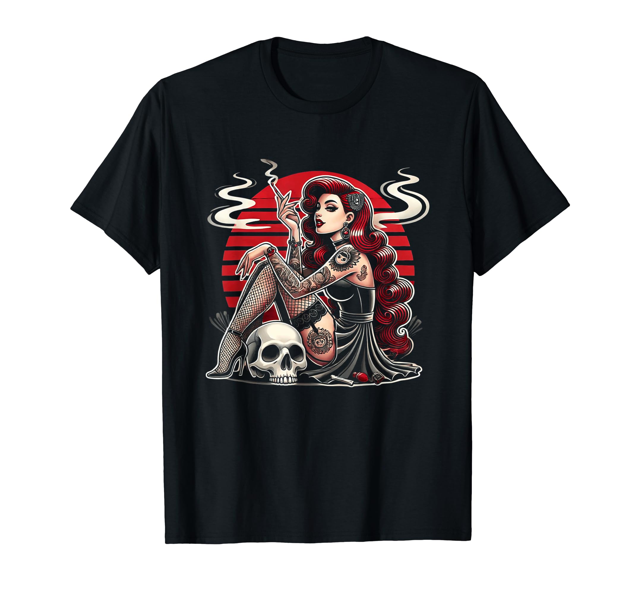 Tattoo Goth Pin Up Skull Horror T-Shirt - Unique Graphic Men Women - T-Shirt, Sweatshirt, Hoodie