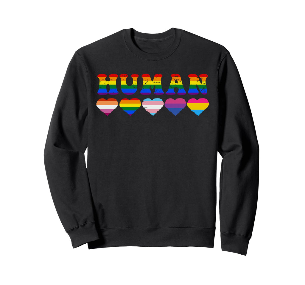 Human Lgbt Flag Gay Pride Month Sweatshirt - Novelty Apparel Unisex - T-Shirt, Sweatshirt, Hoodie