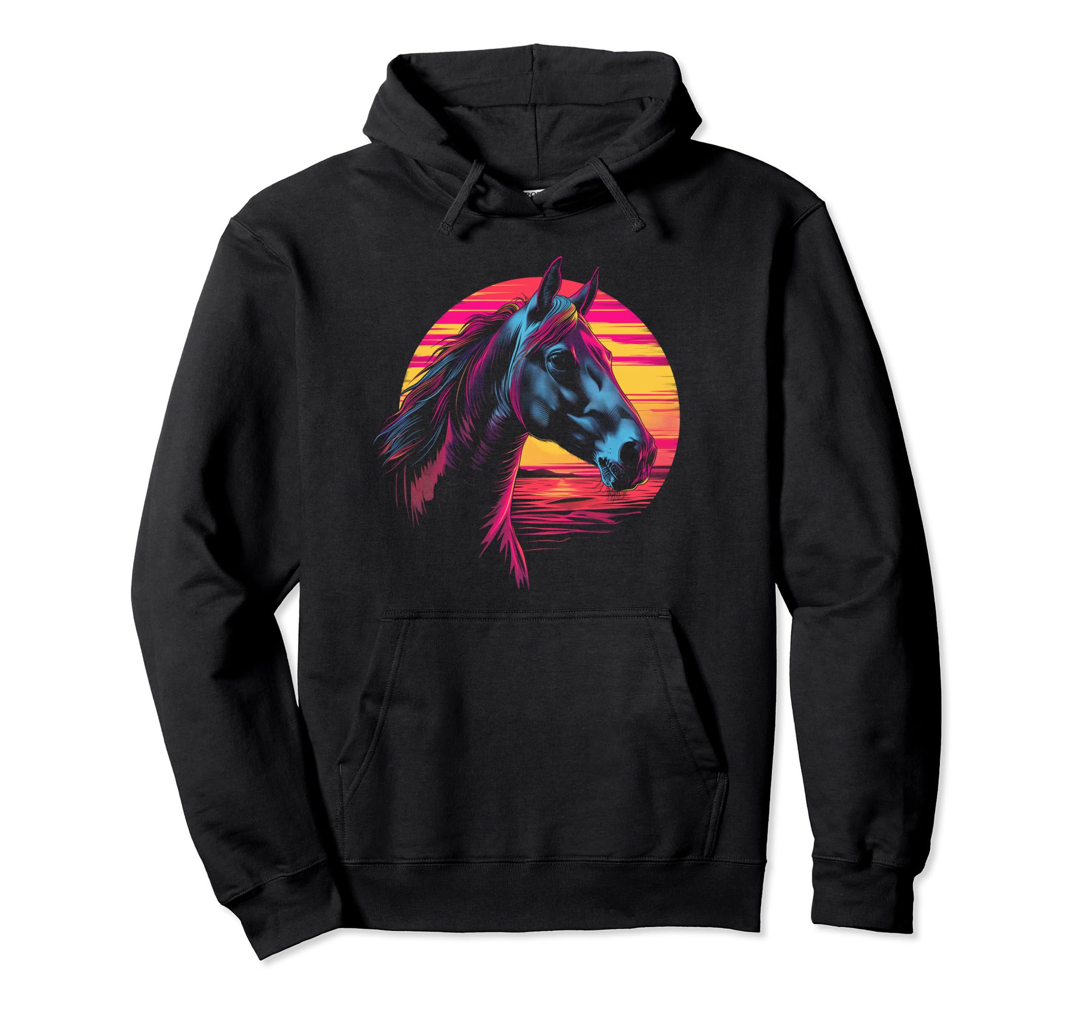 Horse Vaporwave Aesthetic Synthwave 80S Hoodie - Unique Graphic for Adults - T-Shirt, Sweatshirt, Hoodie