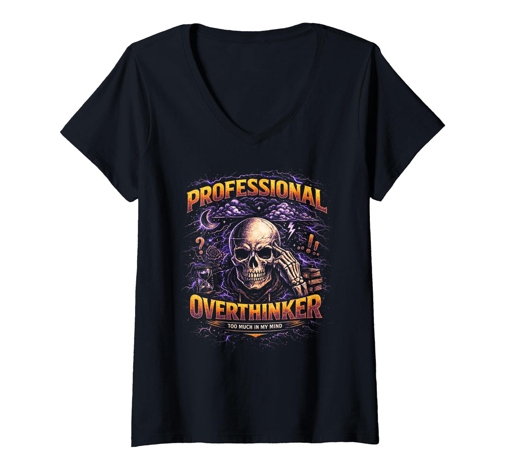 Womens Professional Overthinker Skull T-Shirt - Novelty Apparel for Adults - T-Shirt, Sweatshirt, Hoodie