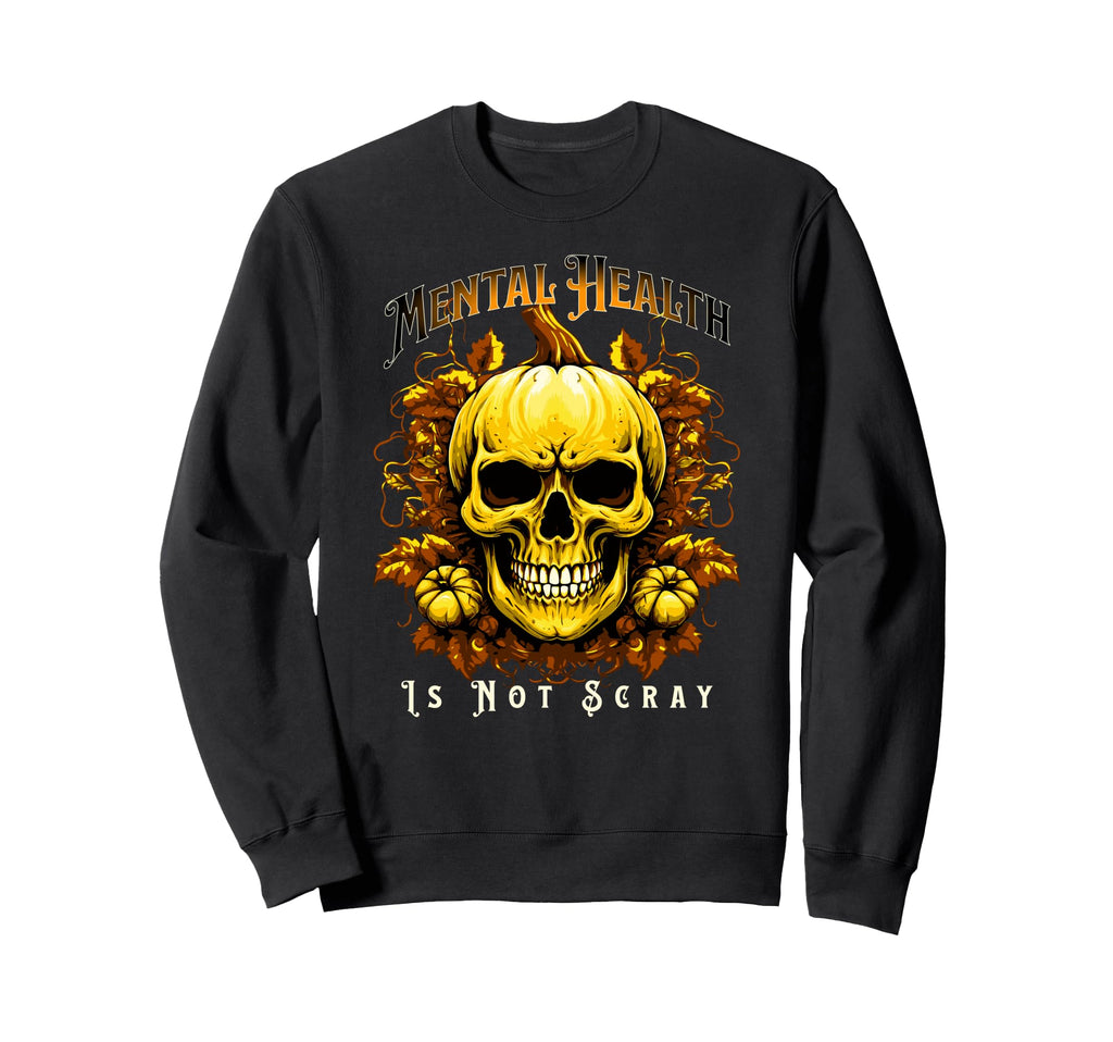 Halloween Skeleton Pumpkin Mental Sweatshirt - Unique Graphic for Adults - T-Shirt, Sweatshirt, Hoodie