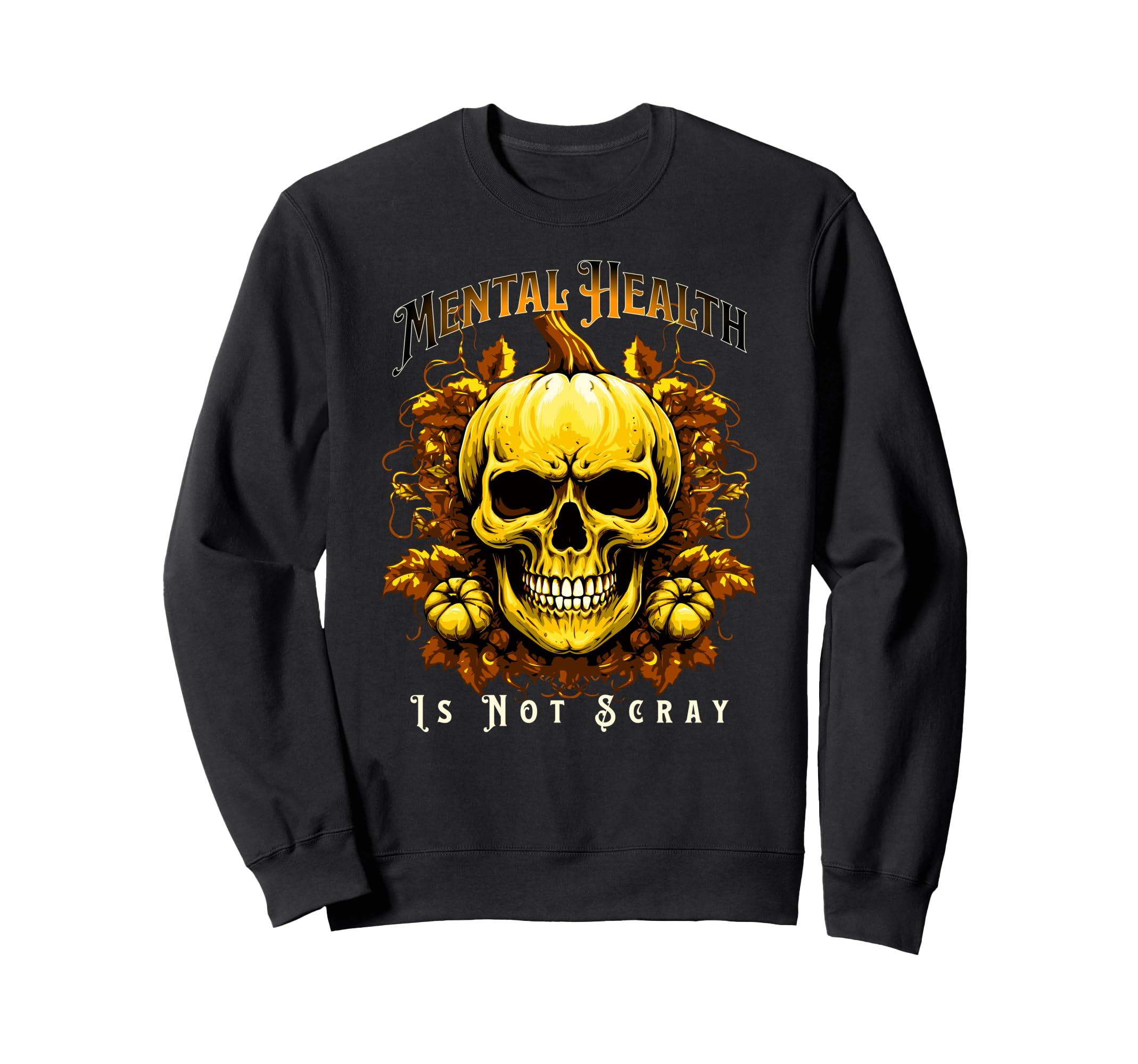 Halloween Skeleton Pumpkin Mental Sweatshirt - Unique Graphic for Adults - T-Shirt, Sweatshirt, Hoodie