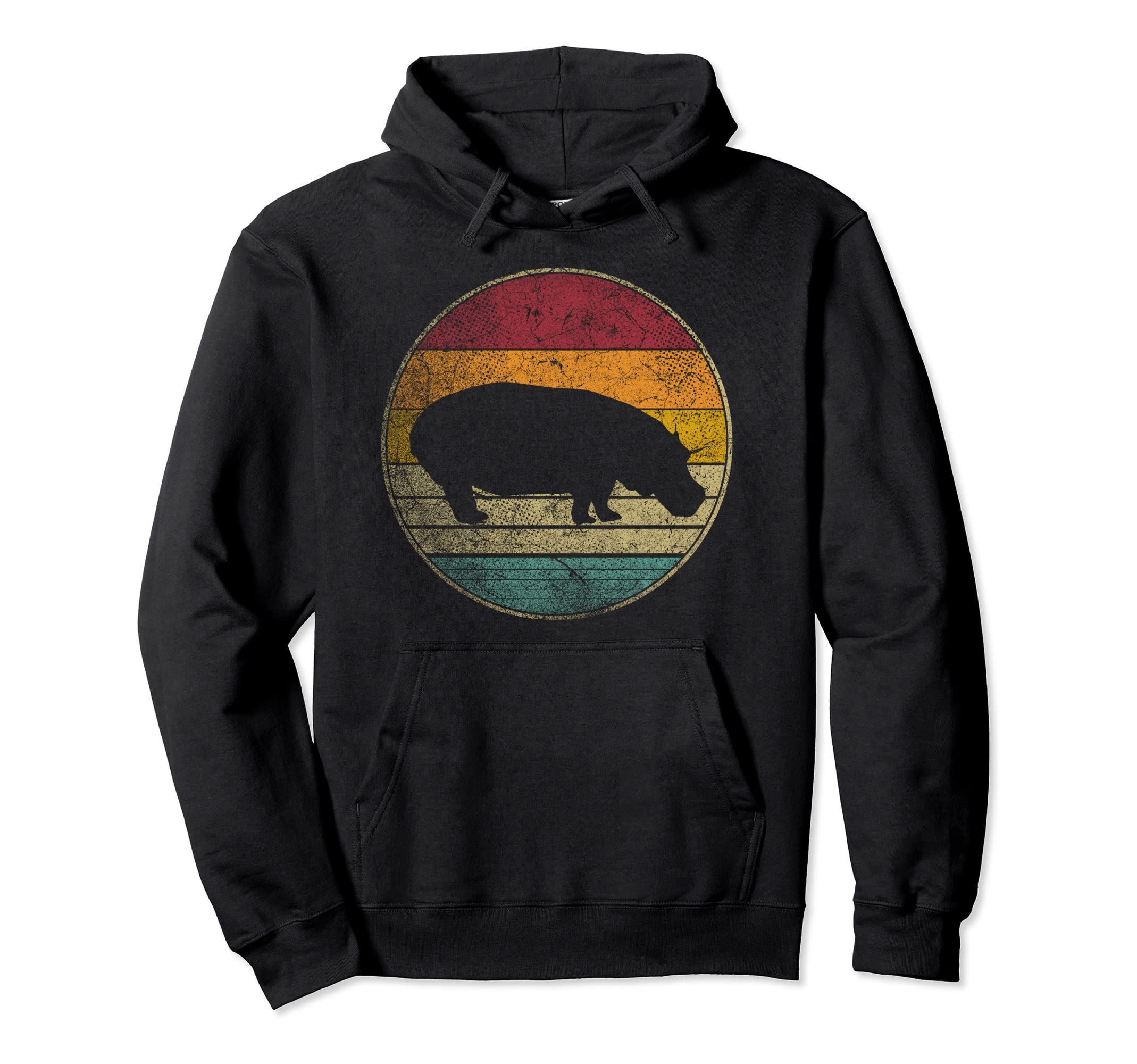 Hippo Hippopotamus Love Sun 70S 80S Hoodie - Fun Novelty Design for Adults - T-Shirt, Sweatshirt, Hoodie