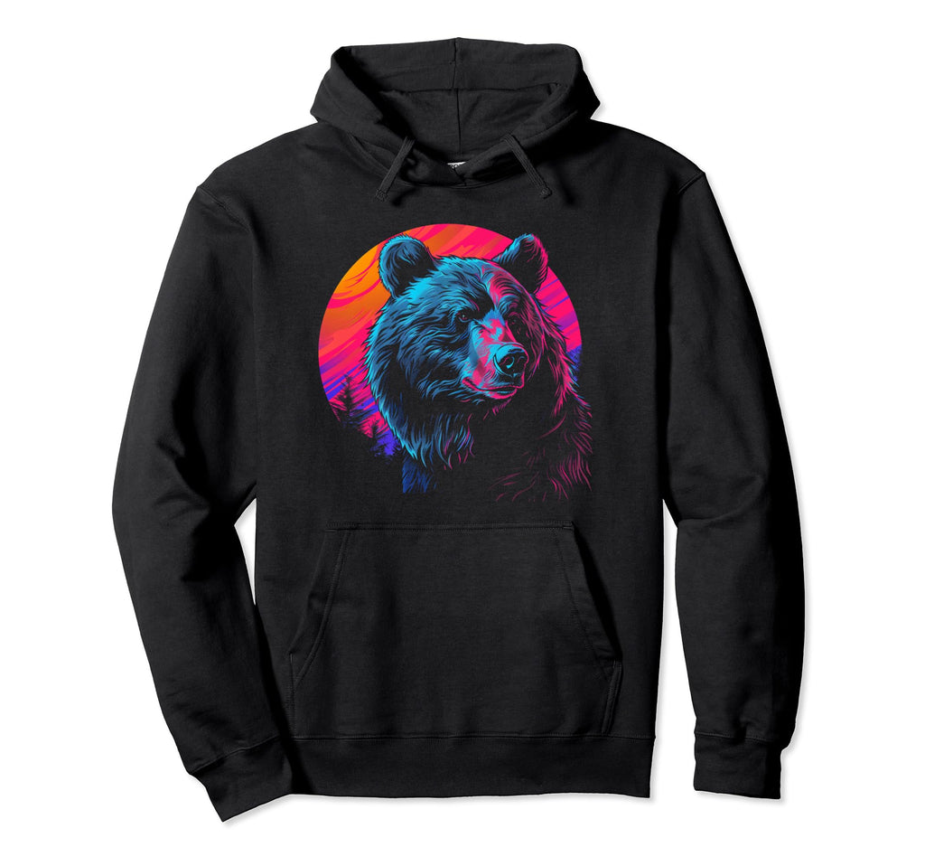 Bear Vaporwave Aesthetic Synthwave 80S Hoodie - Unique Graphic Men Women - T-Shirt, Sweatshirt, Hoodie