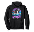 Street Cat Synthwave Retrowave Pastel Hoodie - Graphic Print Men Women - T-Shirt, Sweatshirt, Hoodie