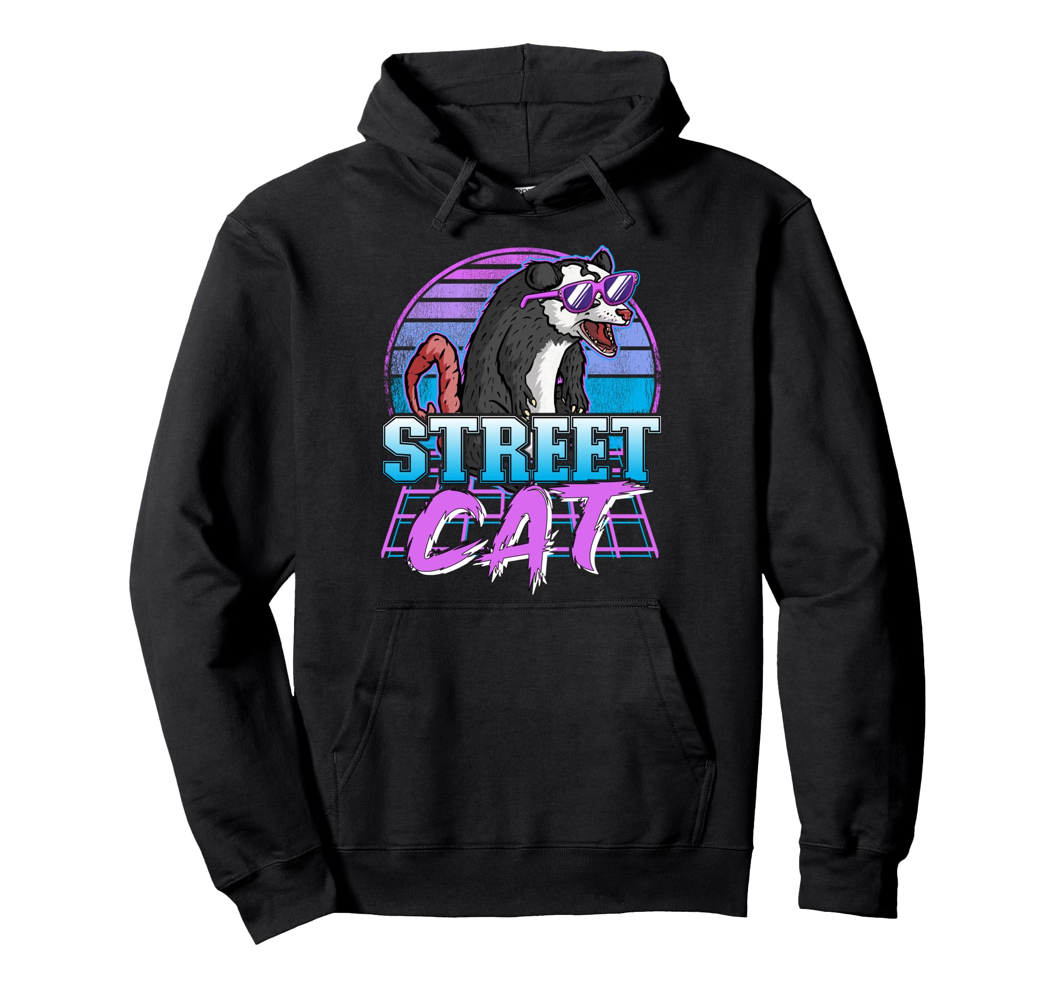 Street Cat Synthwave Retrowave Pastel Hoodie - Graphic Print Men Women - T-Shirt, Sweatshirt, Hoodie