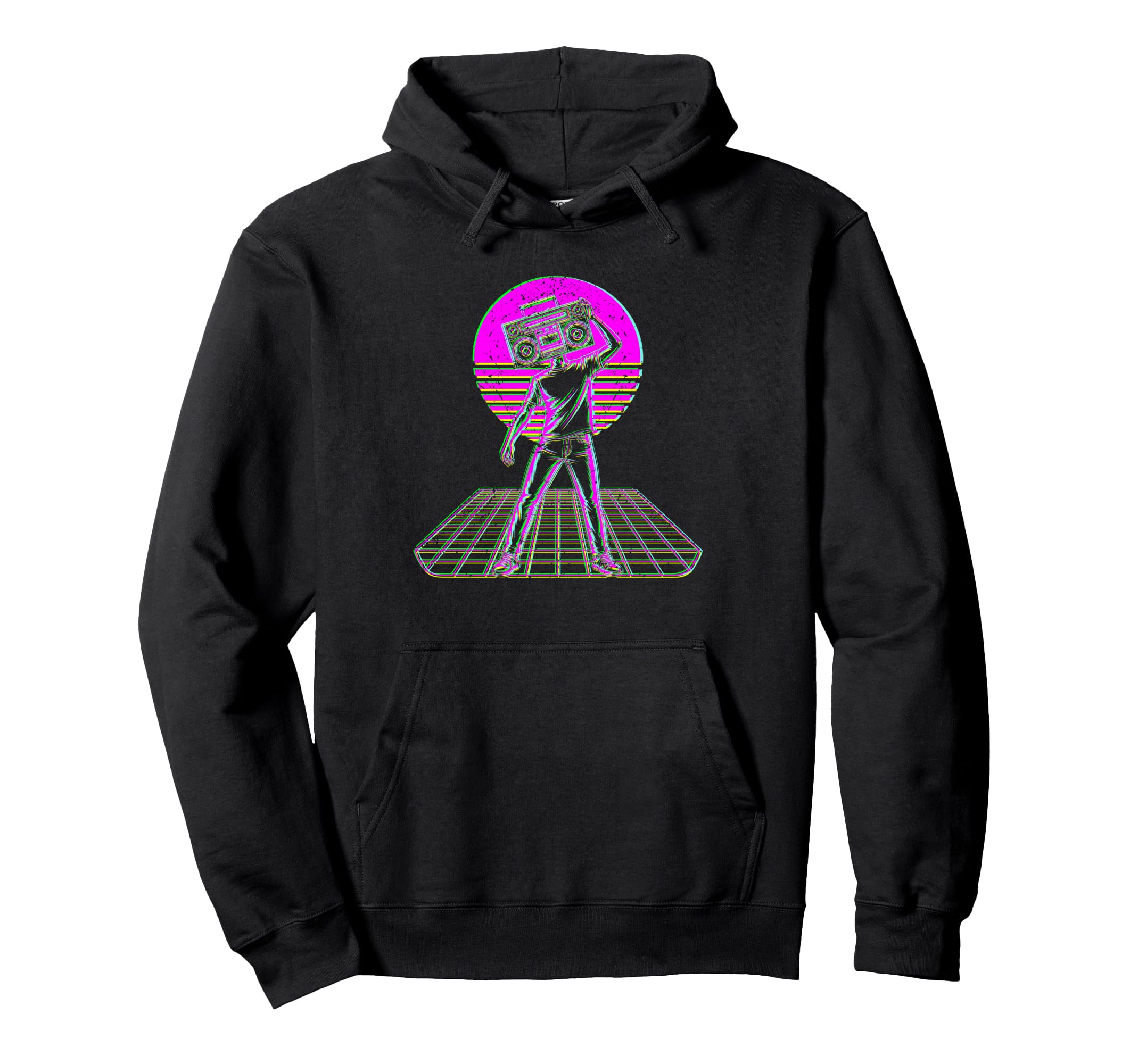 80S Boombox Art Synthwave Music Lover Hoodie - Minimalist Print Unisex - T-Shirt, Sweatshirt, Hoodie