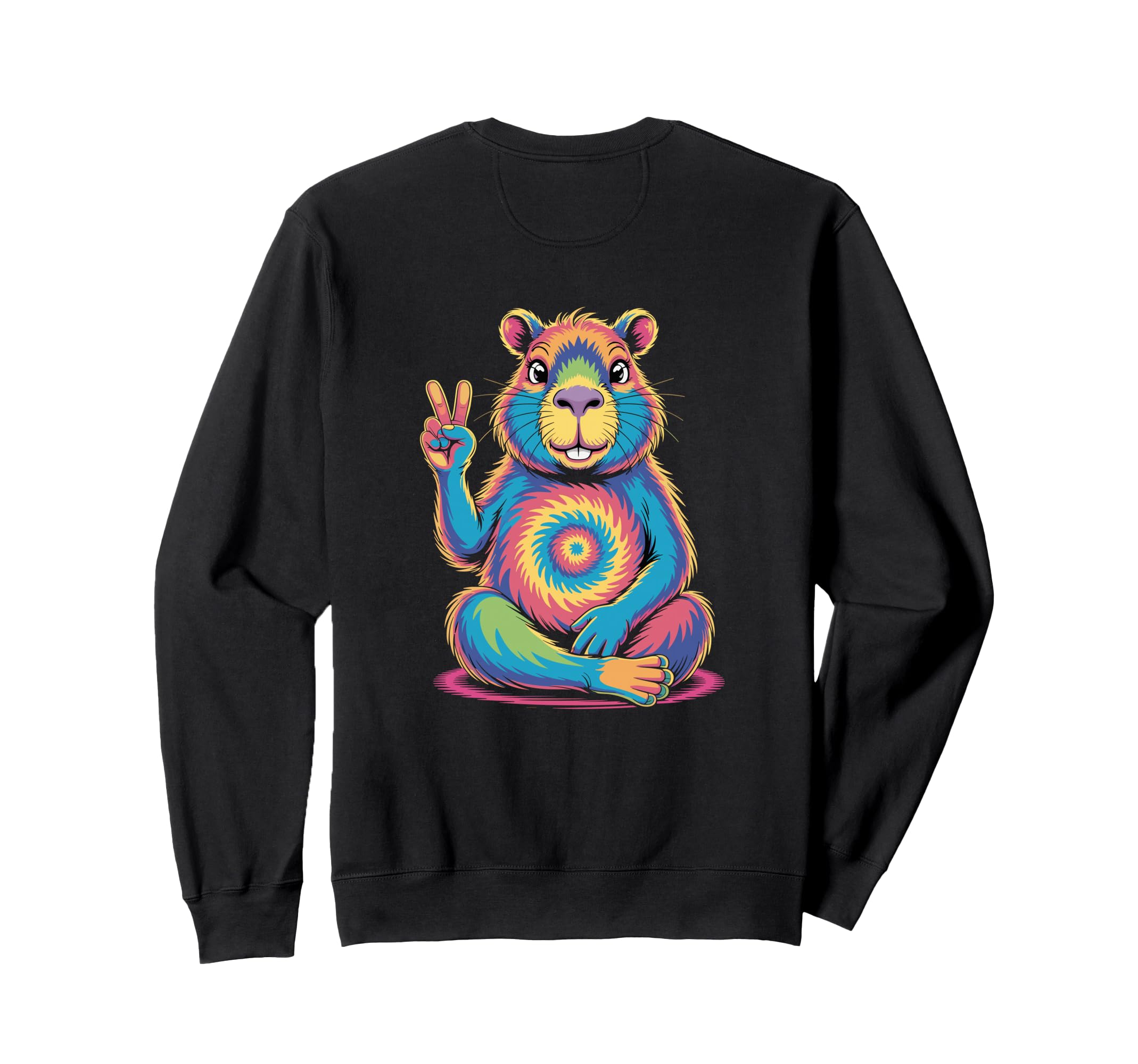 Psychedelic Capybara Peace Sign Sweatshirt - Custom Art Print for Adults - T-Shirt, Sweatshirt, Hoodie