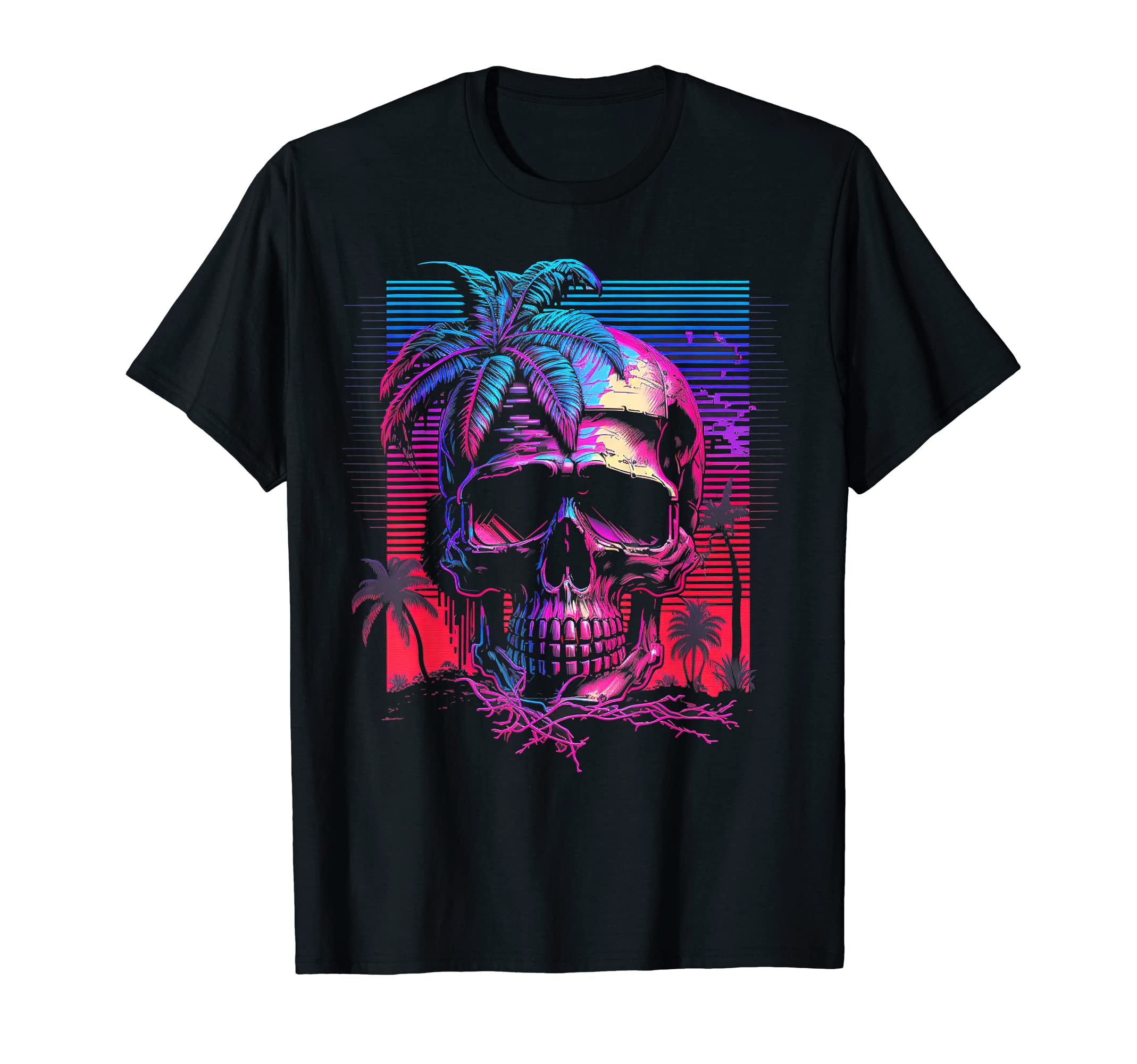 Skull Vaporwave Retrowave Aesthetic T-Shirt - Minimalist Print for Adults - T-Shirt, Sweatshirt, Hoodie
