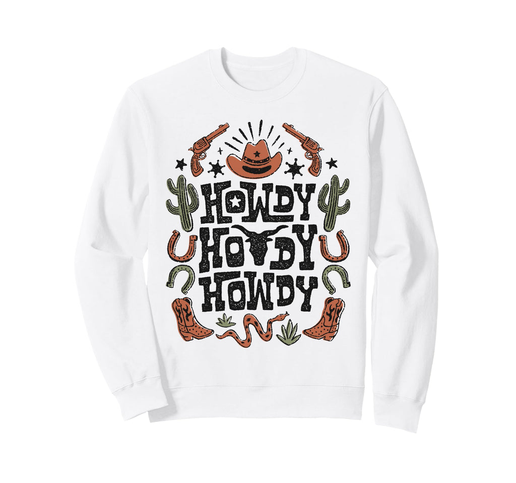 Rodeo Howdy Bull Skull Cowgirl Sweatshirt - Fun Novelty Design Unisex - T-Shirt, Sweatshirt, Hoodie