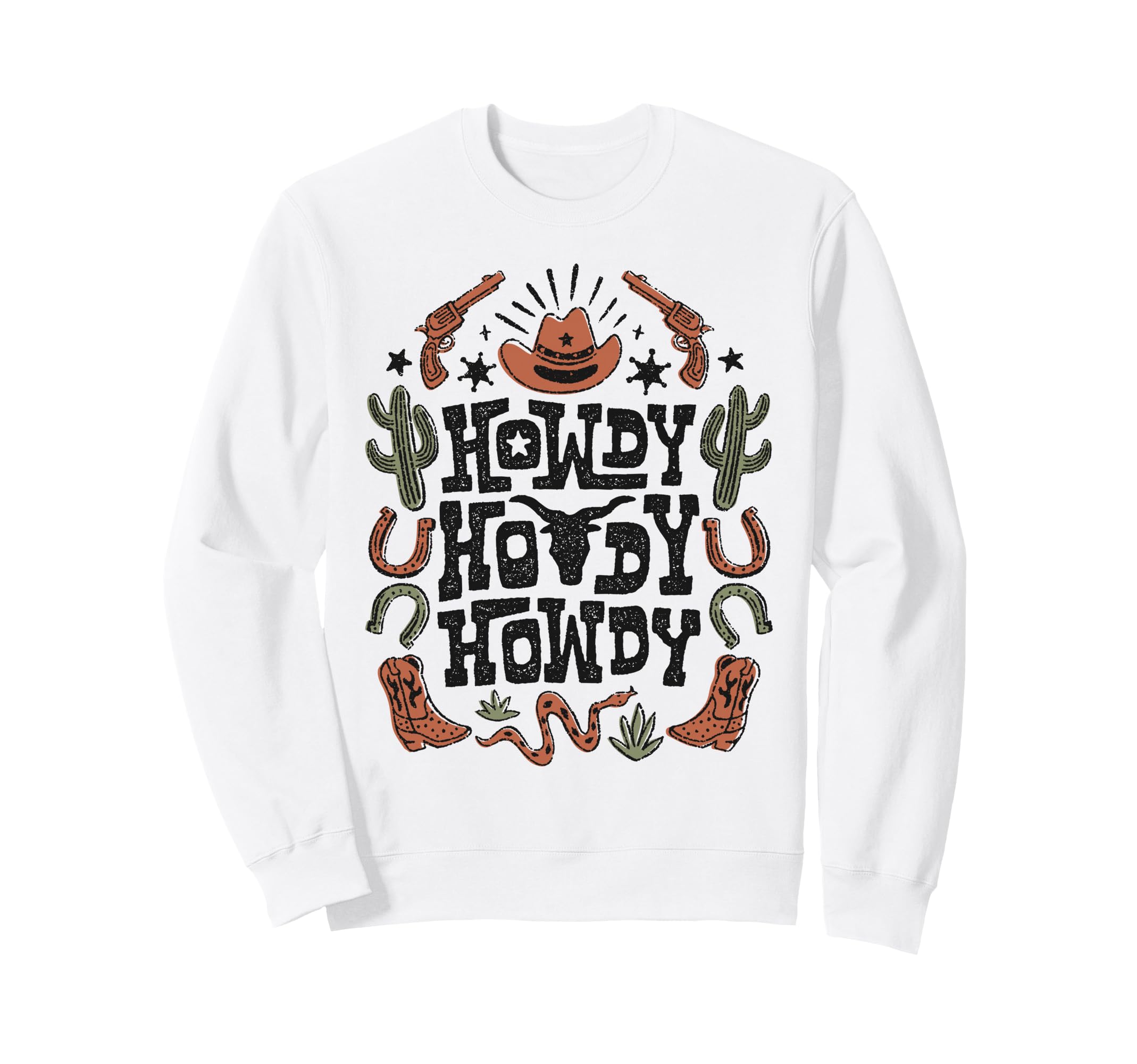Rodeo Howdy Bull Skull Cowgirl Sweatshirt - Fun Novelty Design Unisex - T-Shirt, Sweatshirt, Hoodie