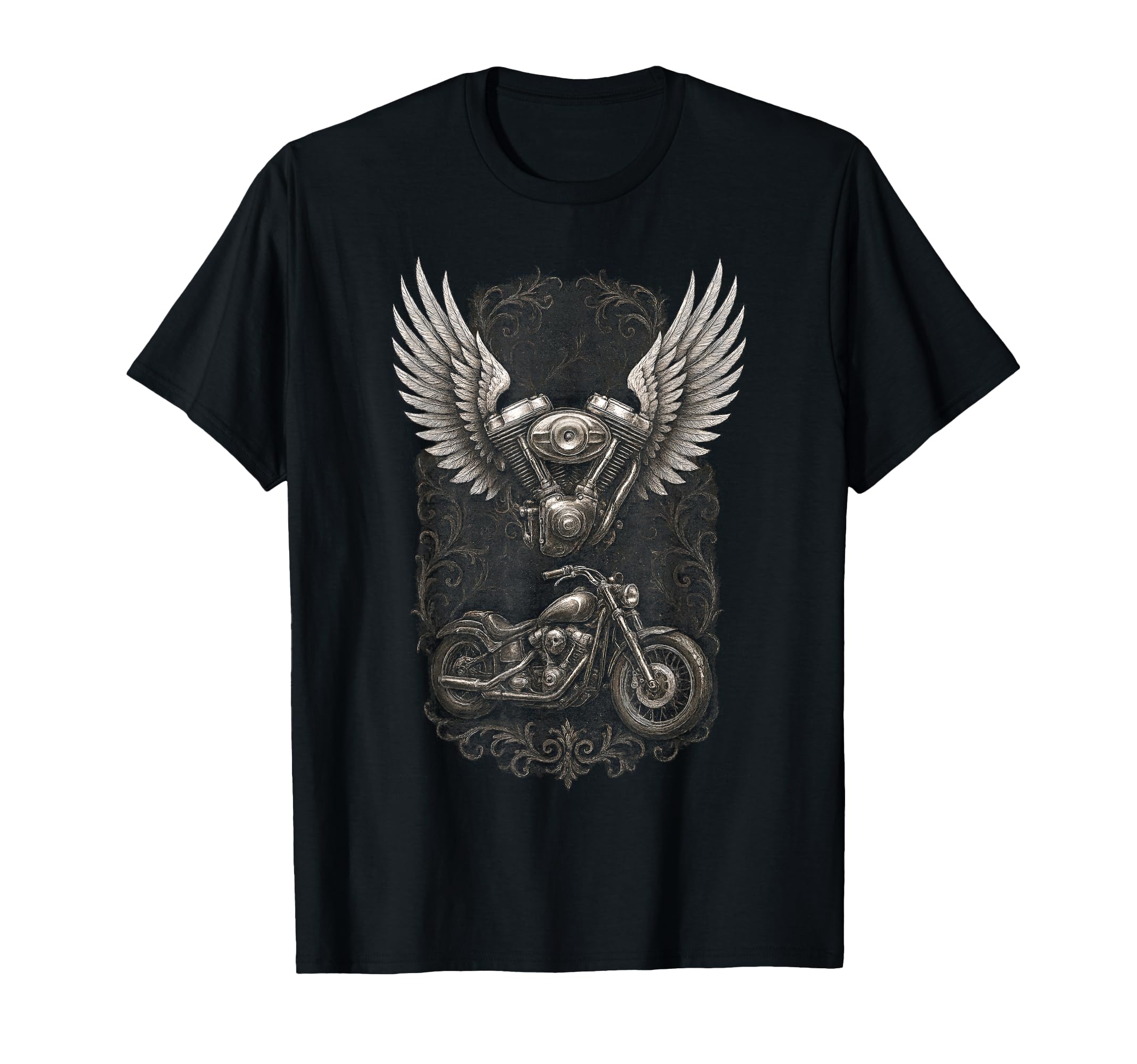 Winged Motorcycle Engine Biker T-Shirt - Fun Novelty Design for Adults - T-Shirt, Sweatshirt, Hoodie