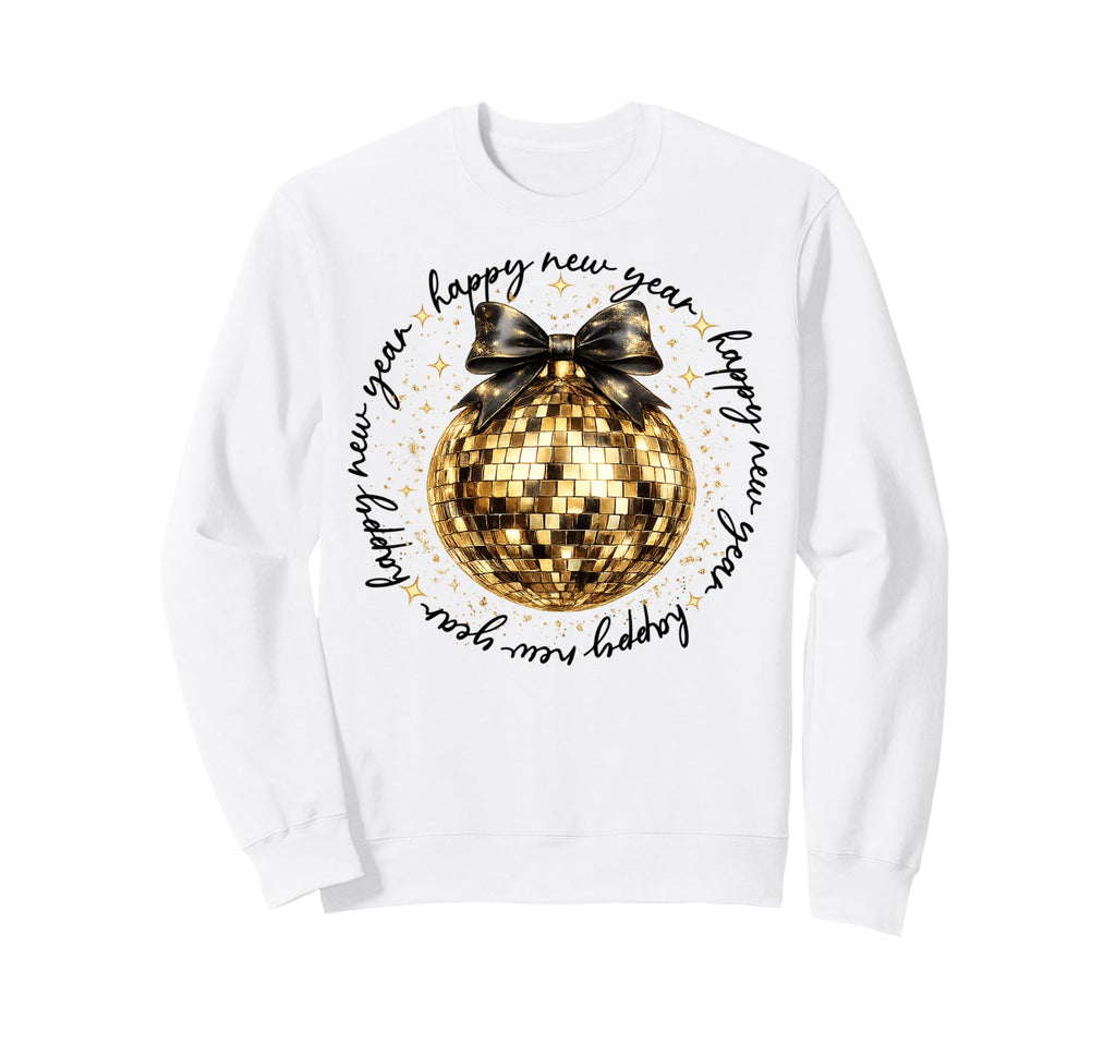Nye Disco Ball Luxury Golden Happy Sweatshirt - Trendy Graphic for Adults - T-Shirt, Sweatshirt, Hoodie