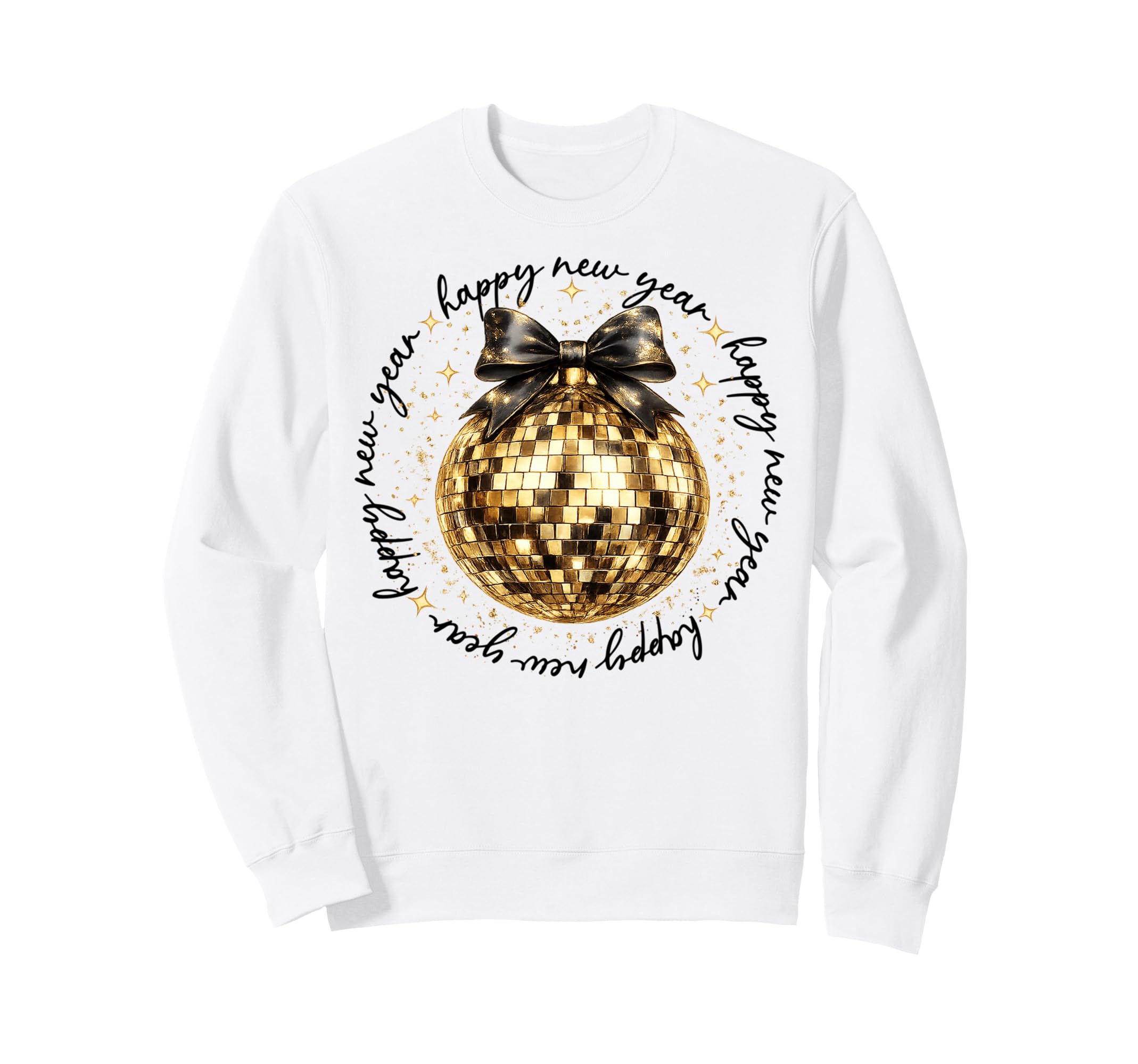 Nye Disco Ball Luxury Golden Happy Sweatshirt - Trendy Graphic for Adults - T-Shirt, Sweatshirt, Hoodie