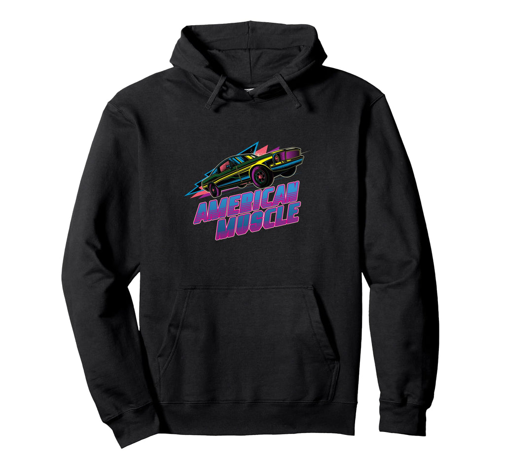 American Muscle Car 80S Synthwave Hoodie - Unique Graphic for Adults - T-Shirt, Sweatshirt, Hoodie