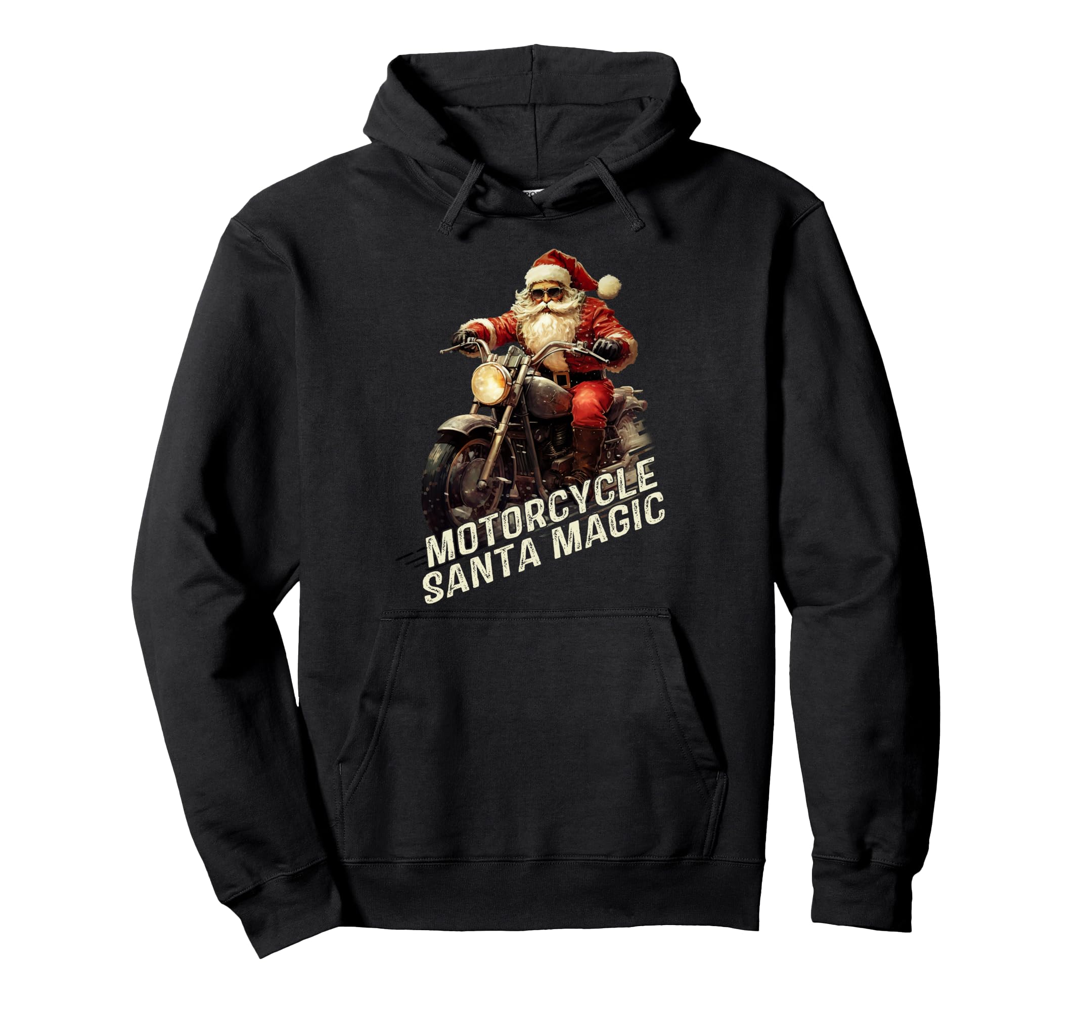 Santa Riding Motorcycle Bike Hoodie - Minimalist Print Unisex - T-Shirt, Sweatshirt, Hoodie