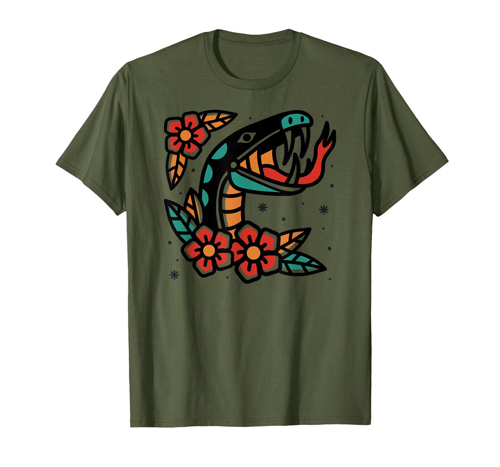 Snake Old School American T-Shirt - Fun Novelty Design for Adults - T-Shirt, Sweatshirt, Hoodie