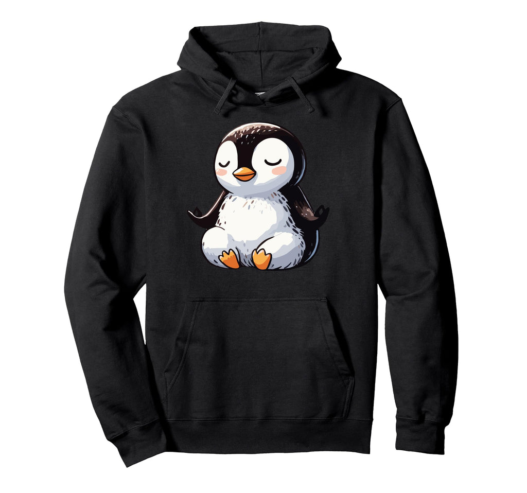 Meditation Penguin Yoga Pose Hoodie - Aesthetic Graphic for Adults - T-Shirt, Sweatshirt, Hoodie