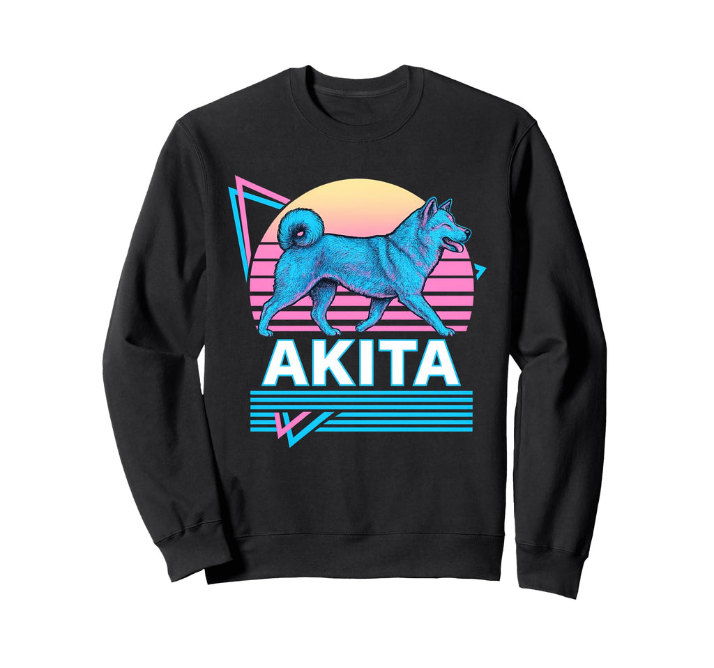 American Akita Synthwave Aesthetic Sweatshirt - Minimalist Print Unisex - T-Shirt, Sweatshirt, Hoodie