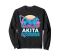 American Akita Synthwave Aesthetic Sweatshirt - Minimalist Print Unisex - T-Shirt, Sweatshirt, Hoodie