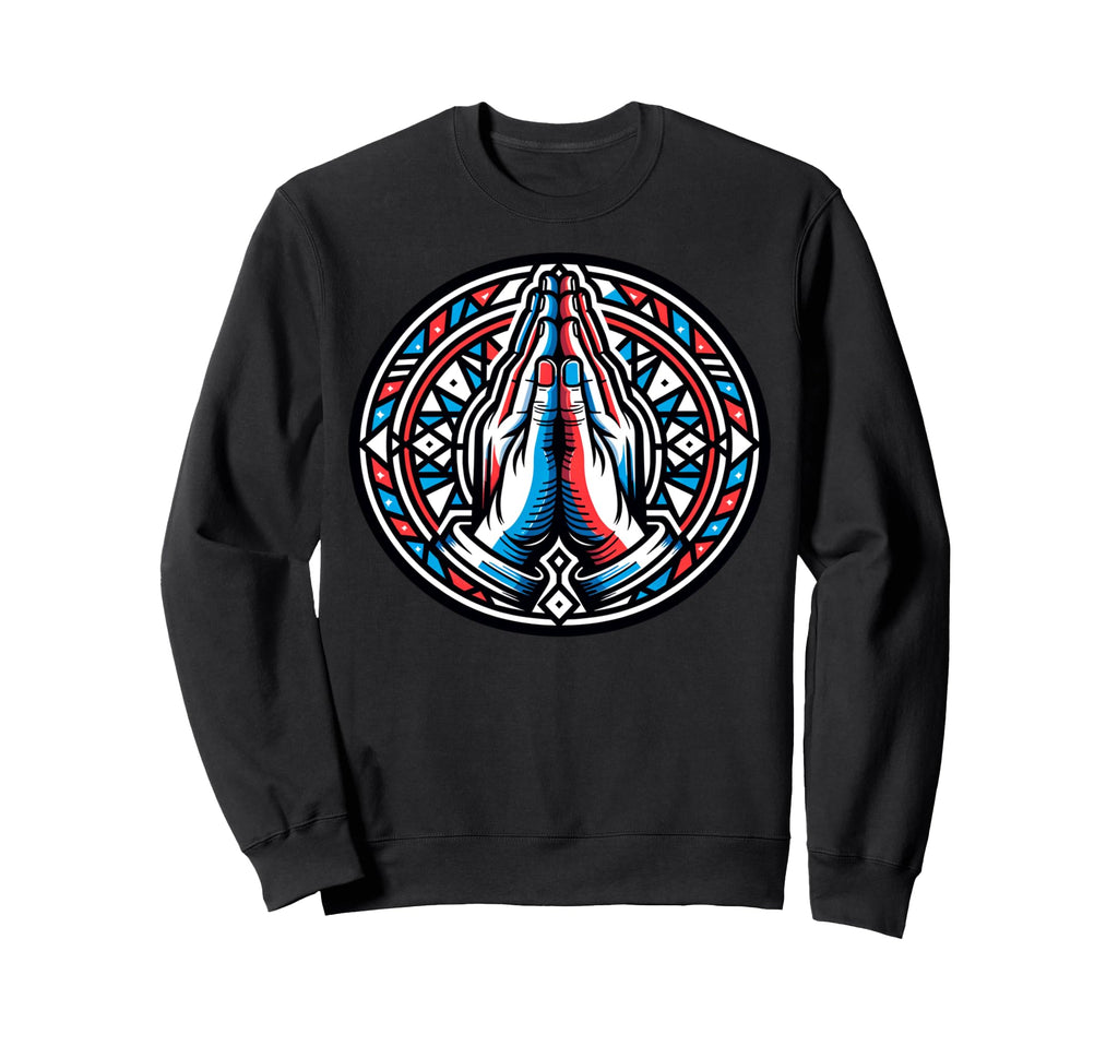 Colorful Geometric Praying Hands Sweatshirt - Trendy Graphic for Adults - T-Shirt, Sweatshirt, Hoodie