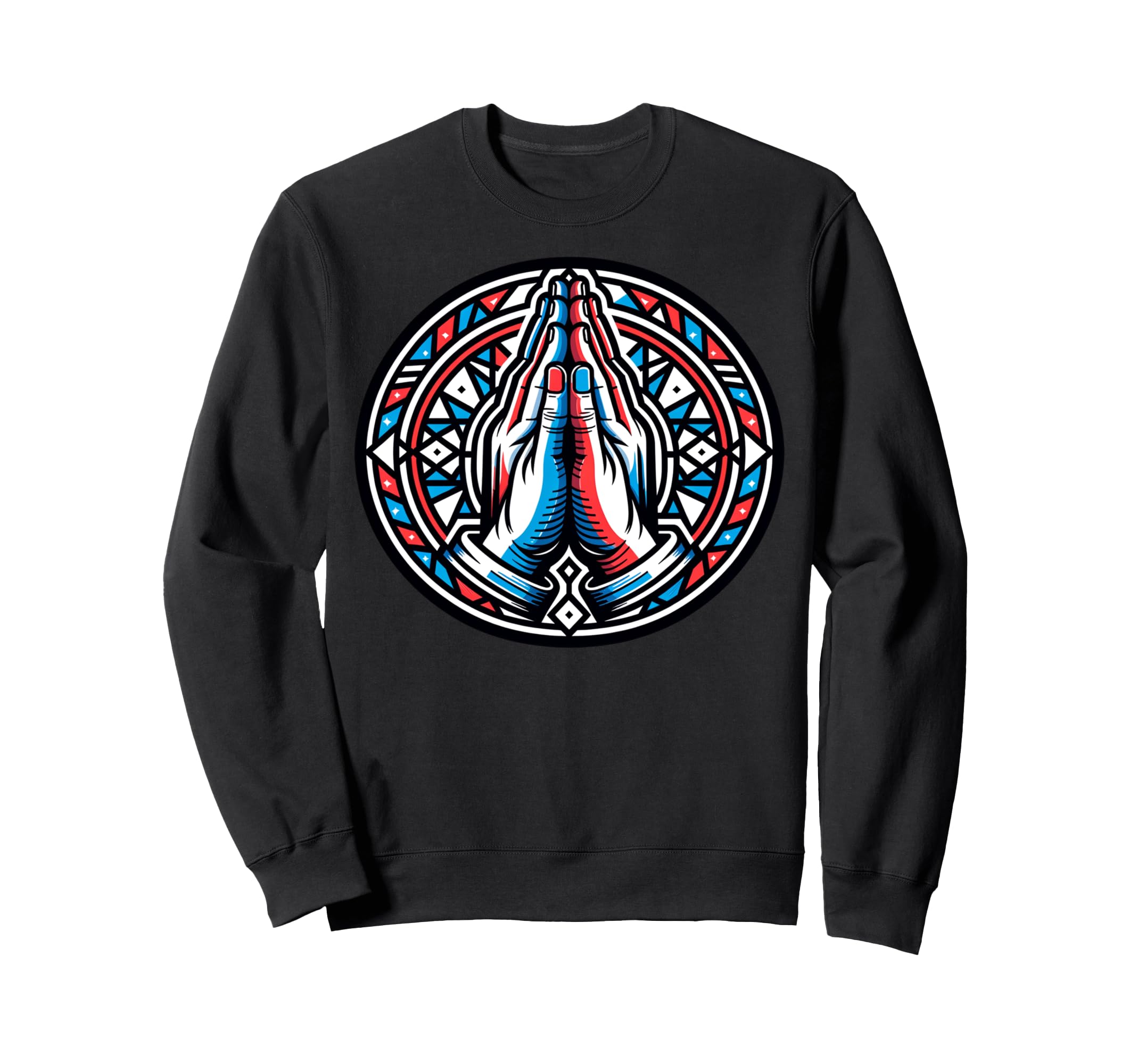 Colorful Geometric Praying Hands Sweatshirt - Trendy Graphic for Adults - T-Shirt, Sweatshirt, Hoodie