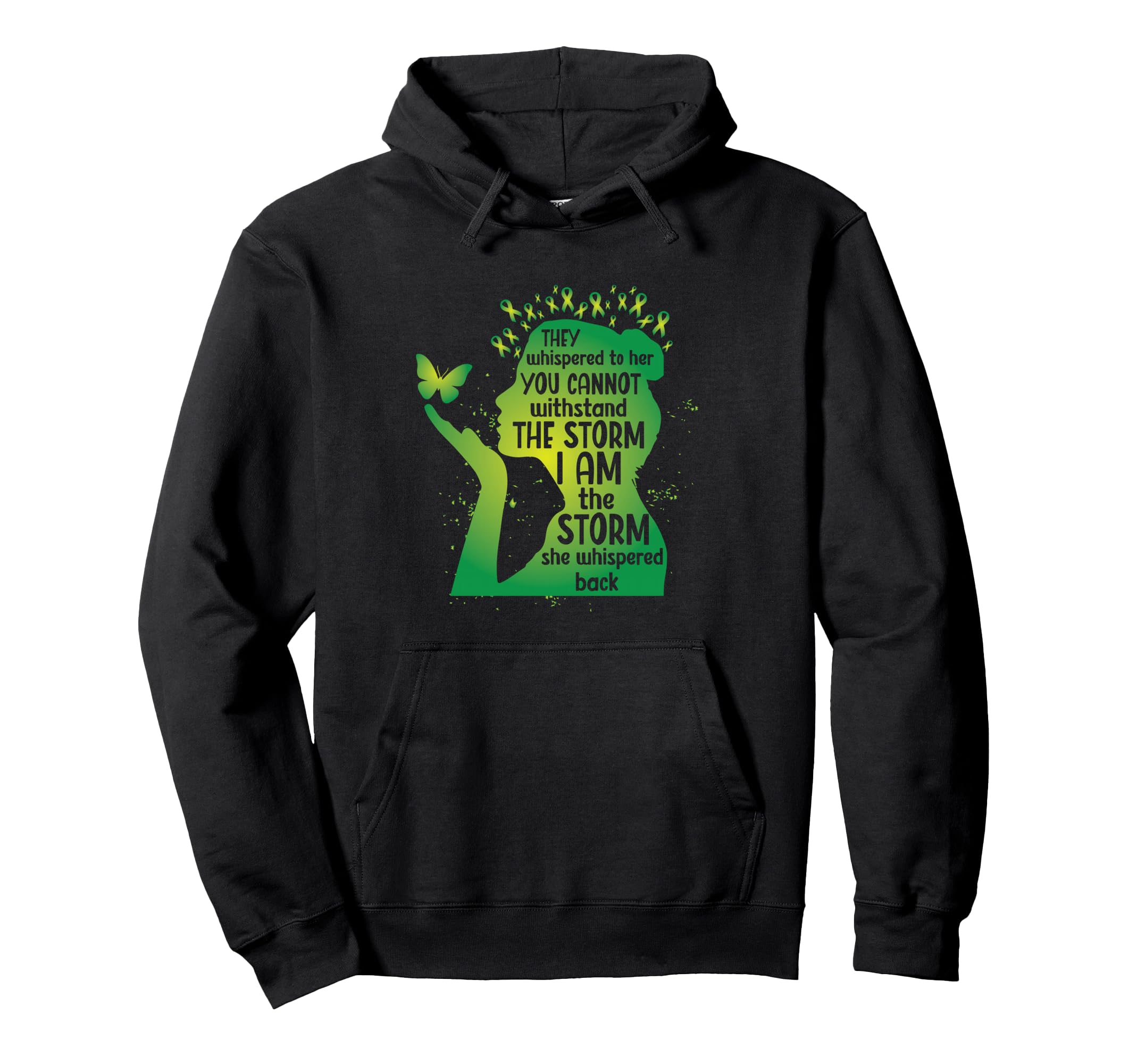 Green Awareness Ribbon Butterfly Hoodie - Fun Novelty Design Men Women - T-Shirt, Sweatshirt, Hoodie