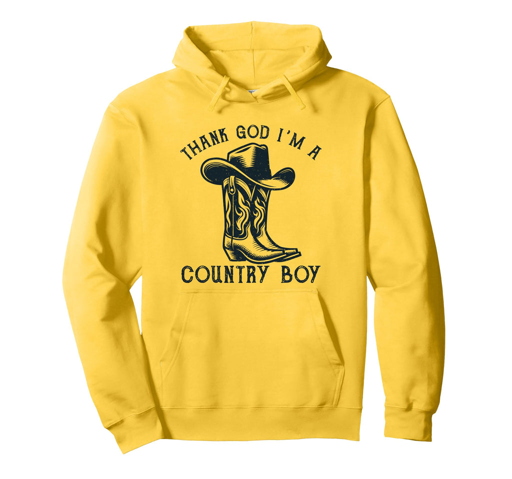 Thank God Im Country Music Cowboy Western Hoodie - Graphic Print for Adults - T-Shirt, Sweatshirt, Hoodie