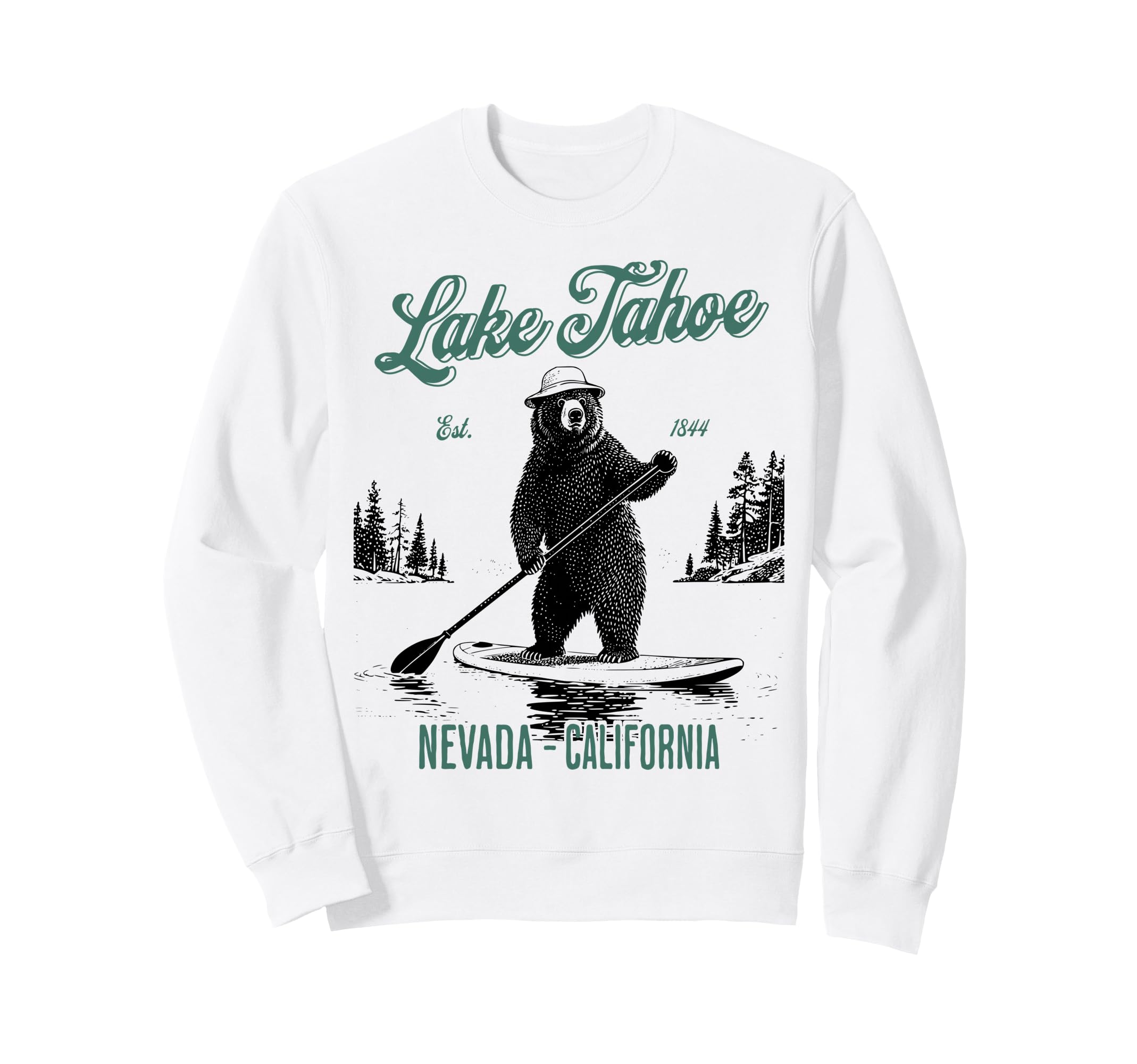 Lake Tahoe Bear Stand Up Paddle Sweatshirt - Trendy Graphic Men Women - T-Shirt, Sweatshirt, Hoodie