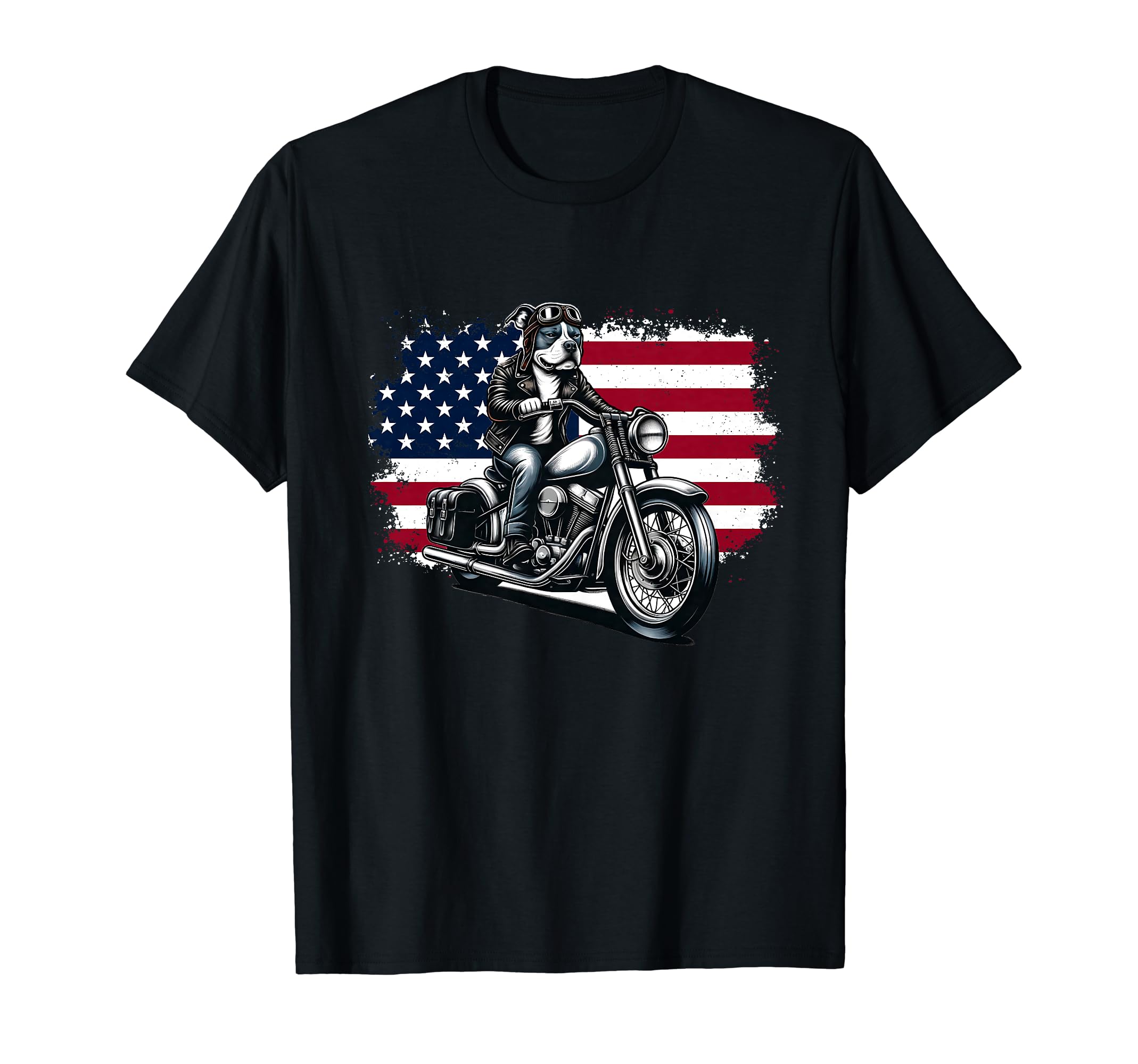 Patriotic Pitbull Motorcycle T-Shirt - Novelty Apparel Unisex - T-Shirt, Sweatshirt, Hoodie