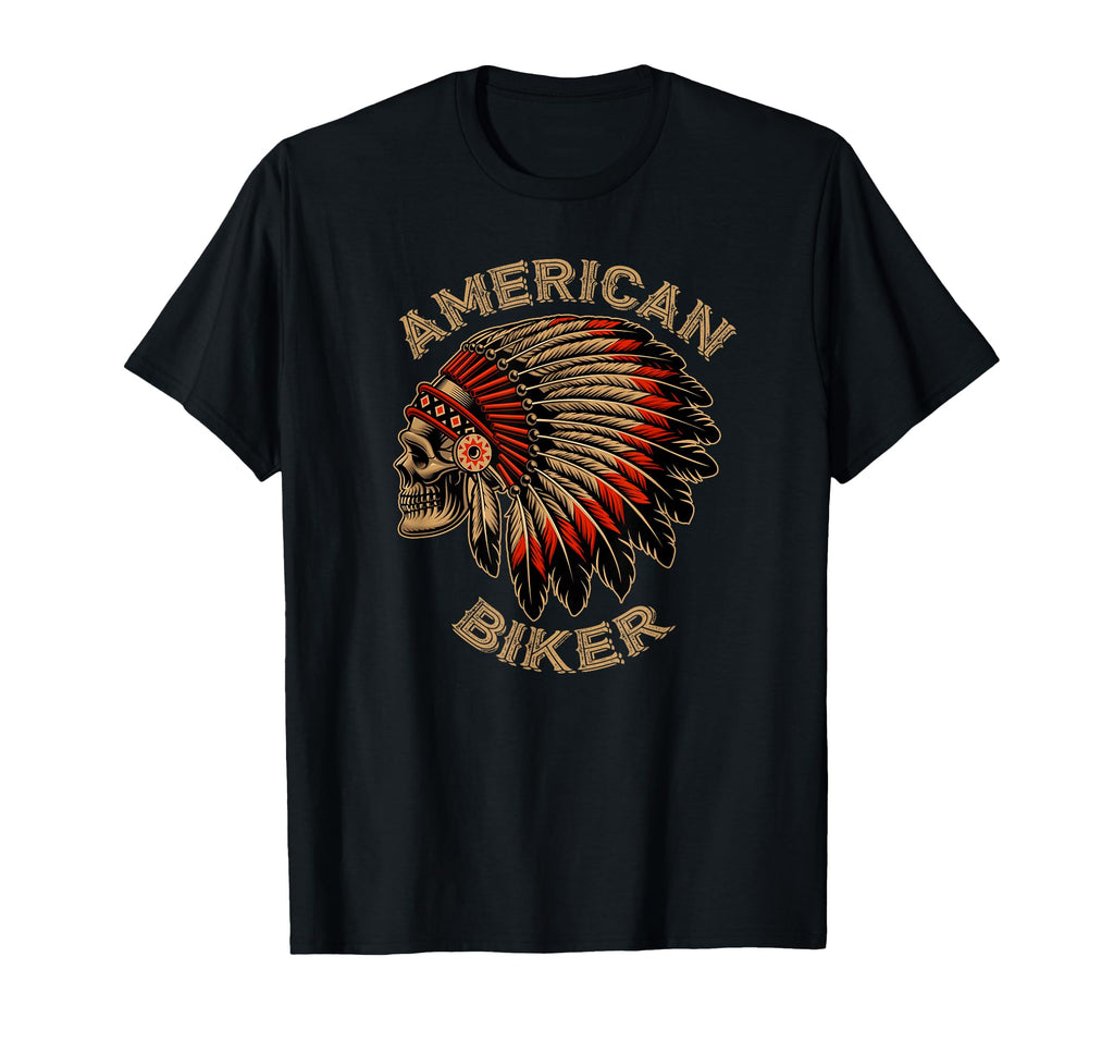 Skull Native Indian American Motorcycle T-Shirt - Minimalist Print Unisex - T-Shirt, Sweatshirt, Hoodie