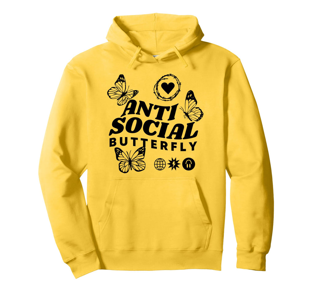 Anti Social Butterfly Goth Aesthetic Hoodie - Novelty Apparel Unisex - T-Shirt, Sweatshirt, Hoodie