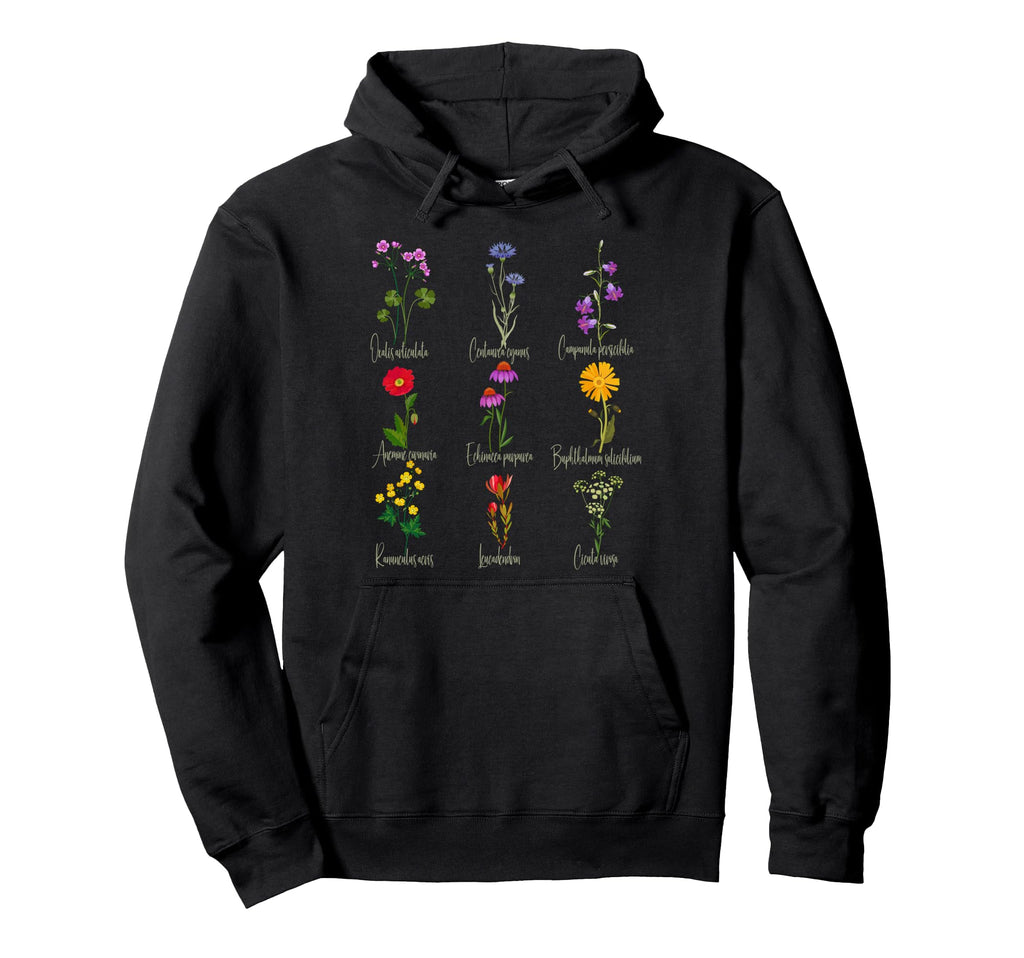 Botanical Chart Wildflower Floral Tees Hoodie - Streetwear Style Unisex - T-Shirt, Sweatshirt, Hoodie