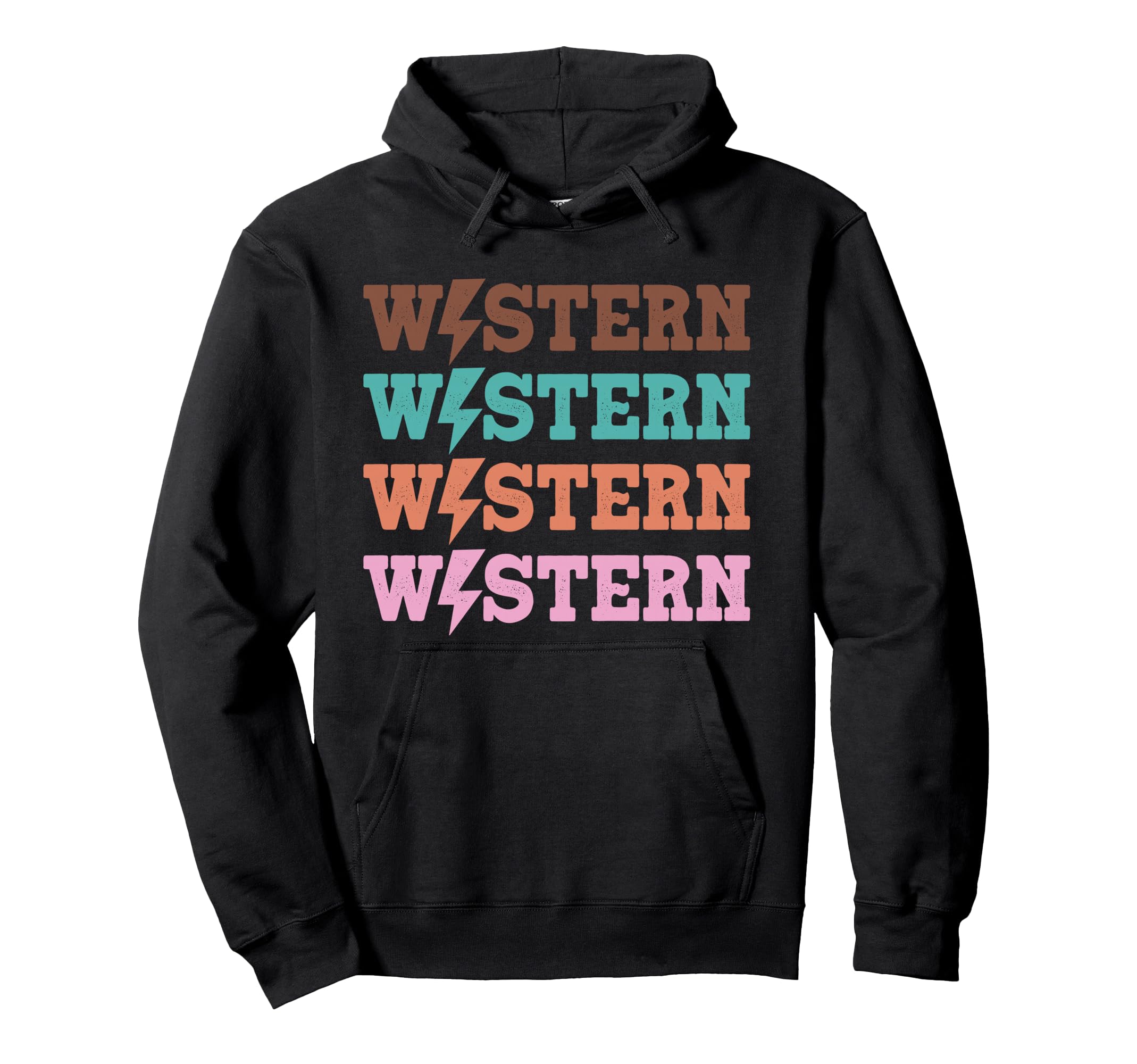 Western Zigzag Accent Typography Color Hoodie - Streetwear Style Men Women - T-Shirt, Sweatshirt, Hoodie