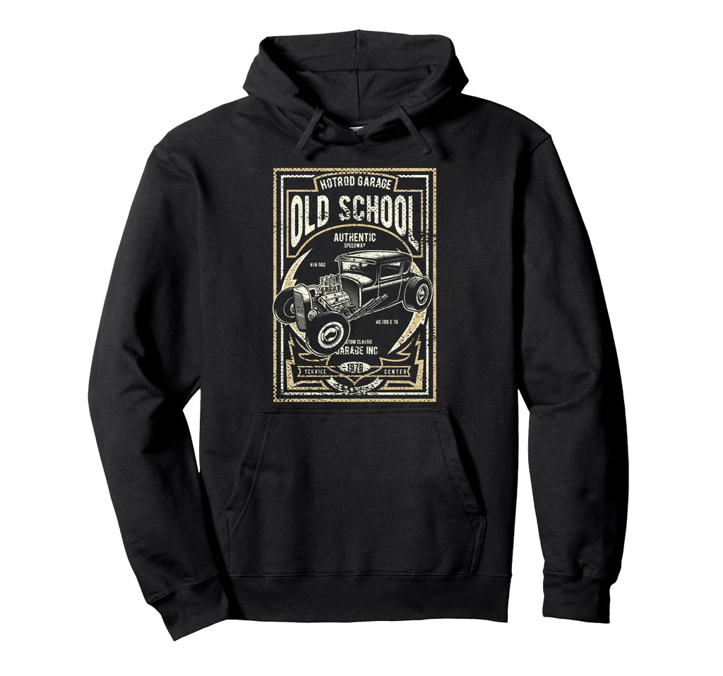 Old School Hot Rod Garage Car Hoodie - Unique Graphic for Adults - T-Shirt, Sweatshirt, Hoodie