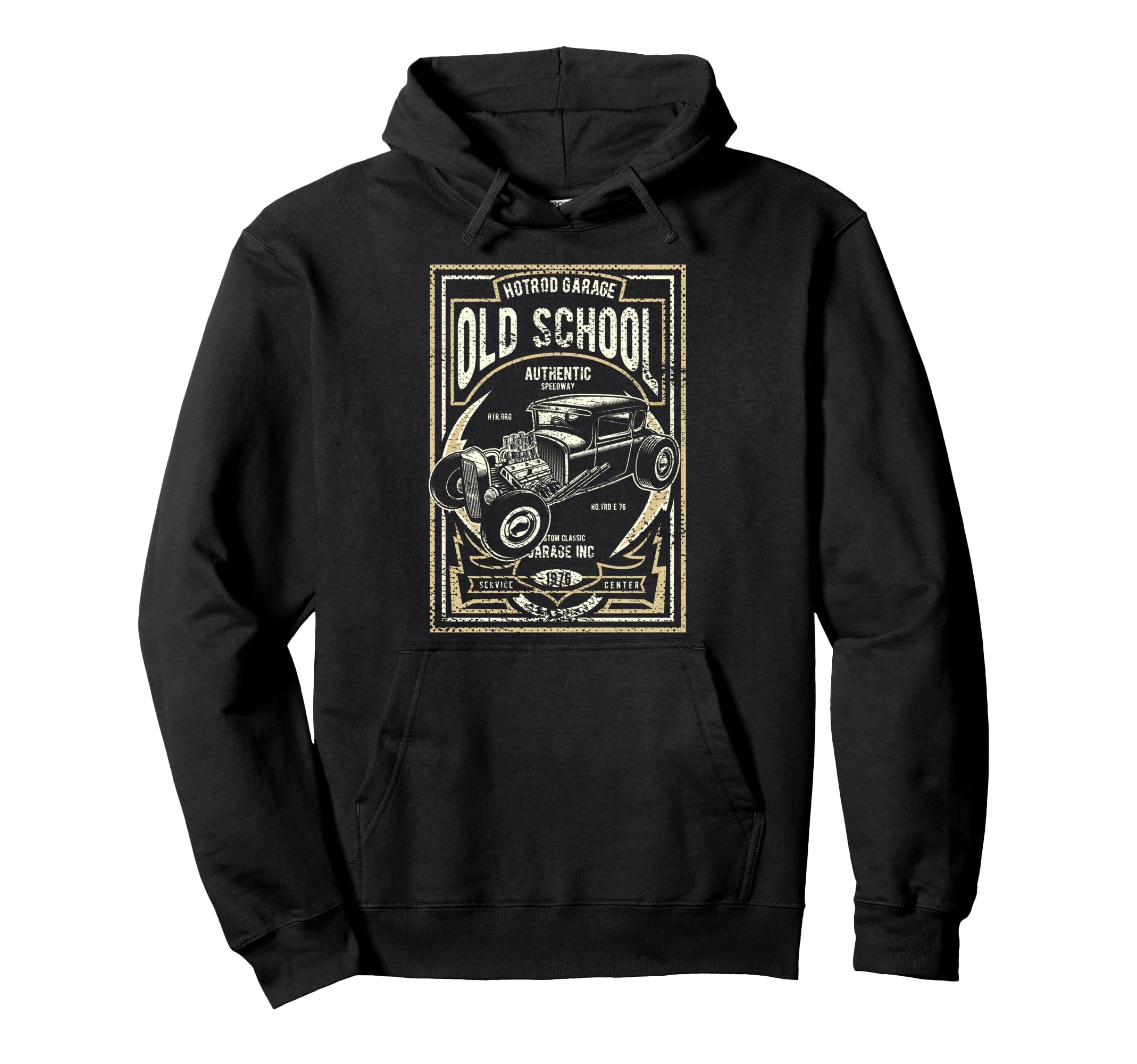 Old School Hot Rod Garage Car Hoodie - Unique Graphic for Adults - T-Shirt, Sweatshirt, Hoodie