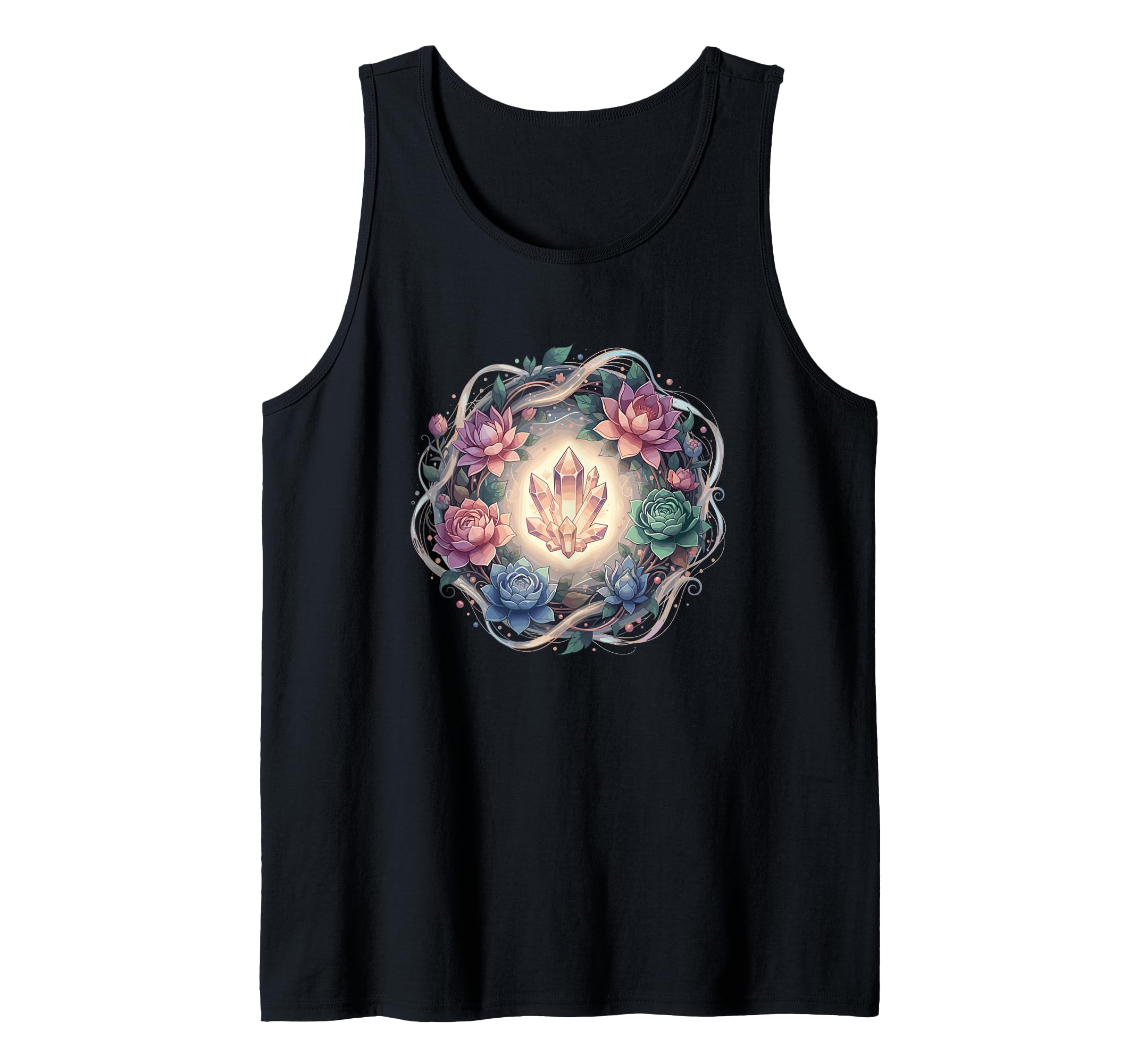 Radiant Healing Crystal Lotus Succulent T-Shirt - Custom Art Print Unisex - T-Shirt, Sweatshirt, Hoodie