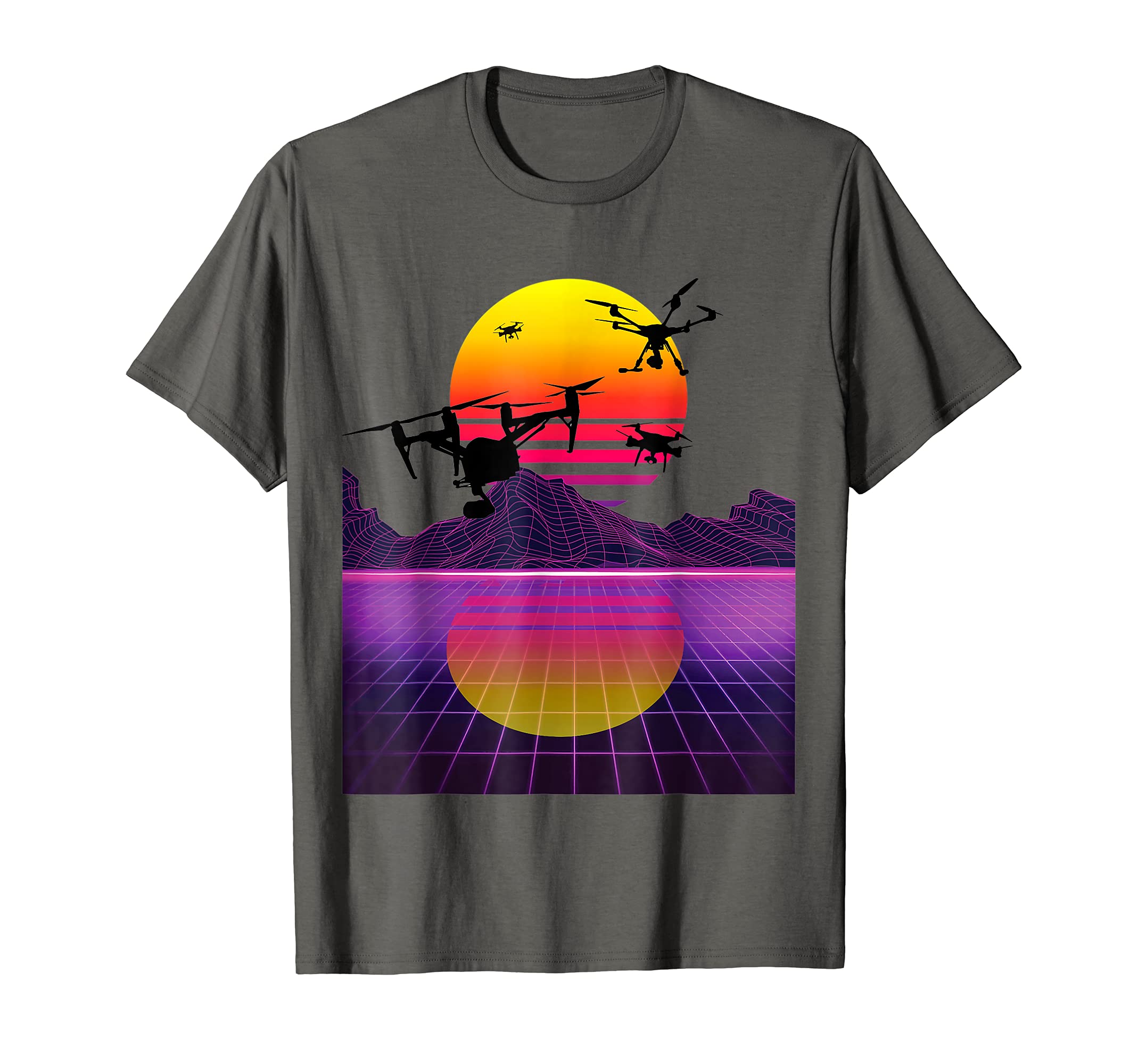 Funny Drone Pilots Outrun Synthwave T-Shirt - Minimalist Print Men Women - T-Shirt, Sweatshirt, Hoodie