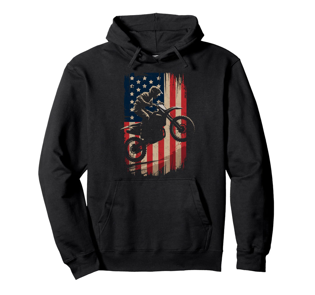 Us Flag Biker Riding Lover Motorcycle Hoodie - Streetwear Style for Adults - T-Shirt, Sweatshirt, Hoodie