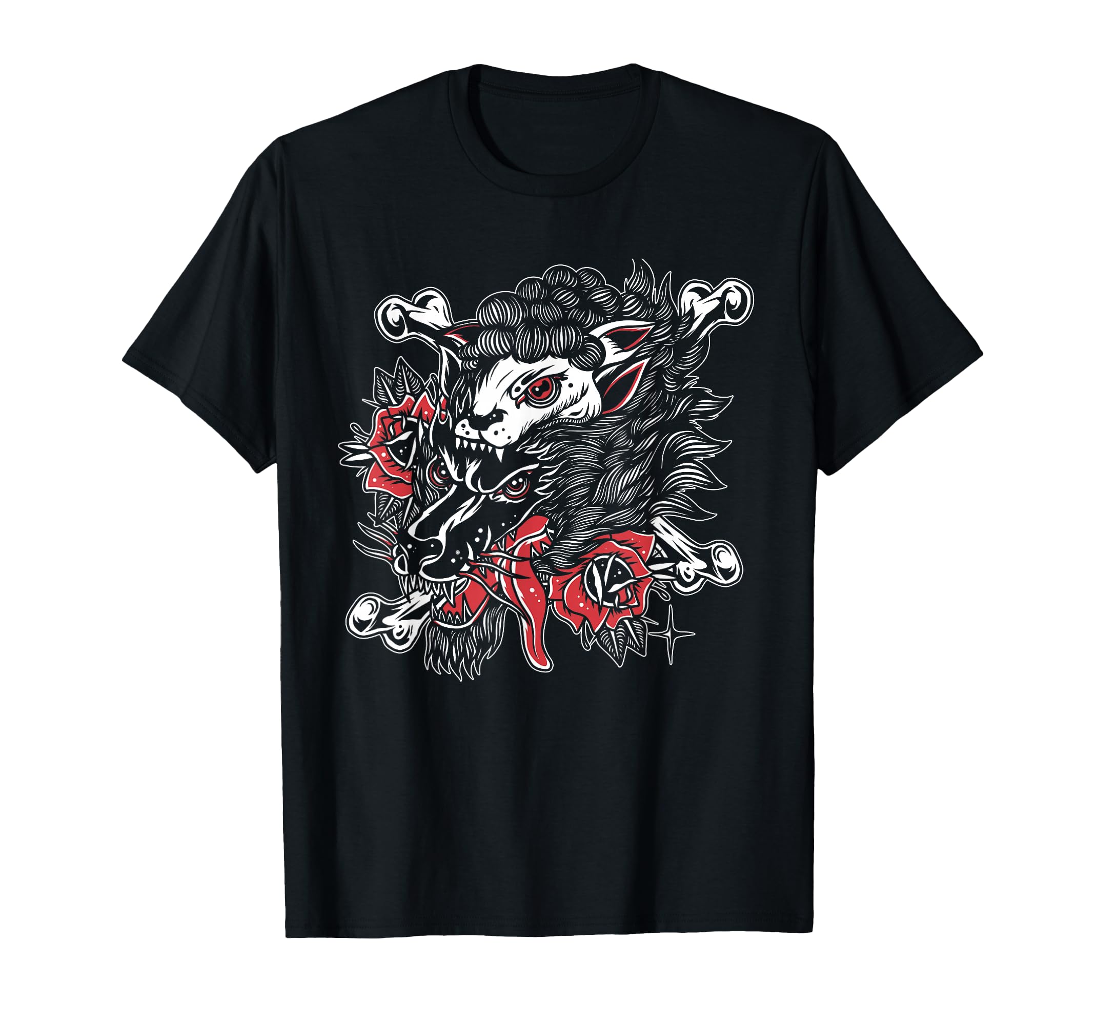 Wolf Sheeps American Traditional Tattoo T-Shirt - Novelty Apparel Unisex - T-Shirt, Sweatshirt, Hoodie