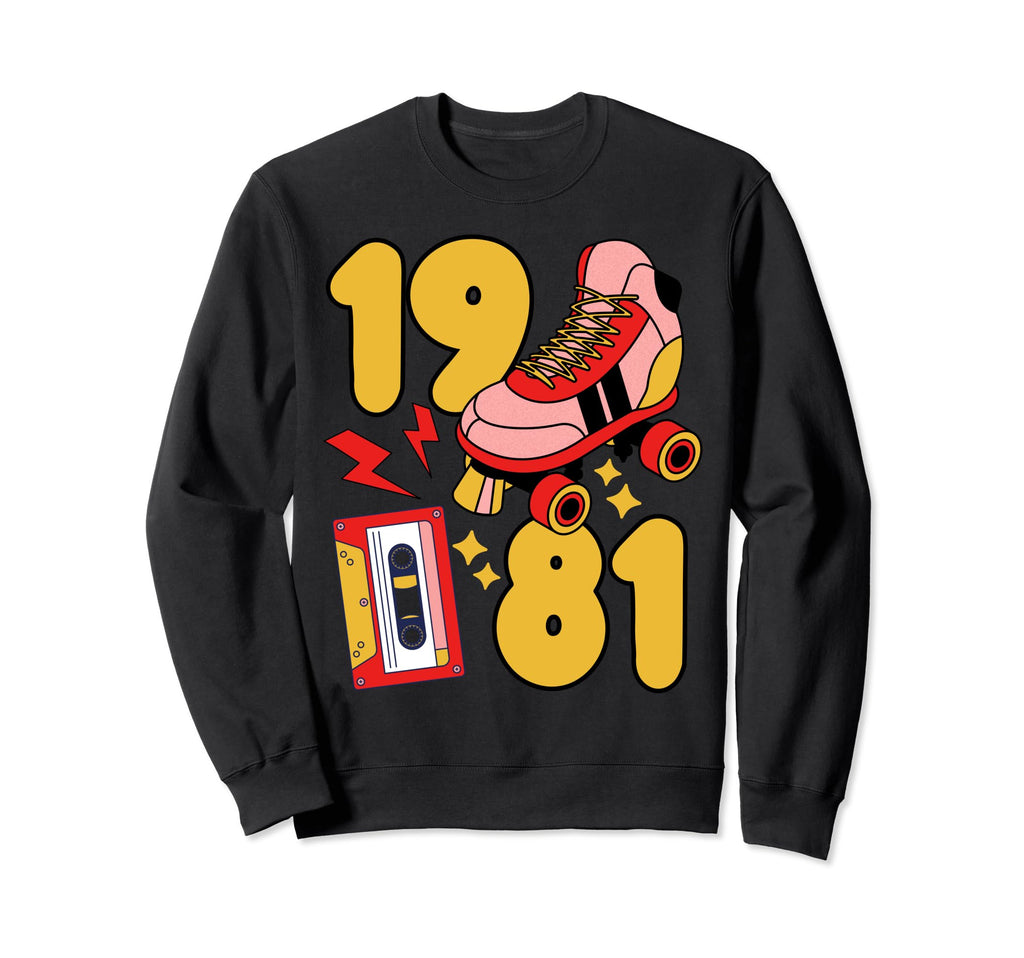 80S Vibes Mixed Tapes Roller Skates 1981 Sweatshirt - Graphic Print Unisex - T-Shirt, Sweatshirt, Hoodie