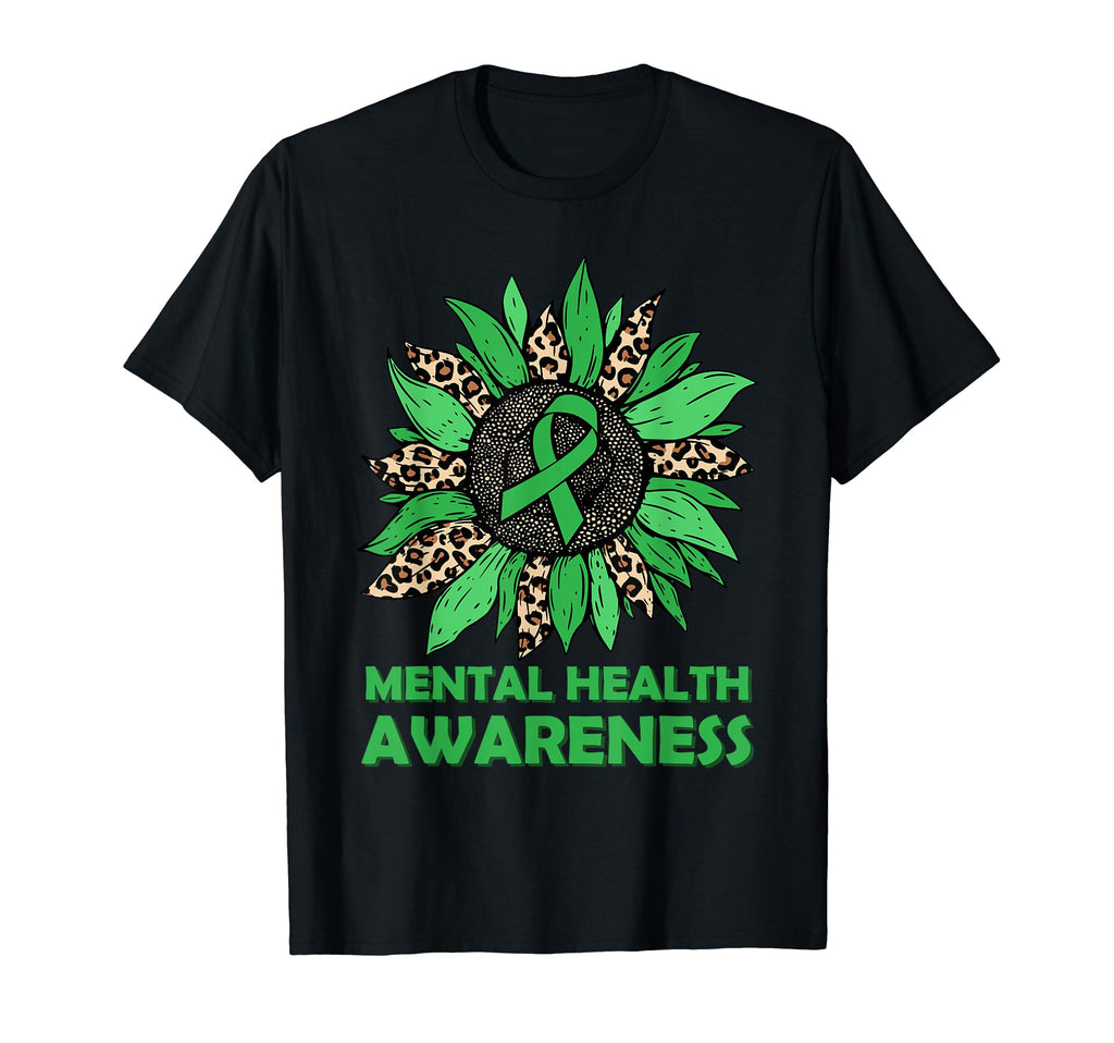 Leopard Green Sunflower Mental Health T-Shirt - Trendy Graphic Men Women - T-Shirt, Sweatshirt, Hoodie